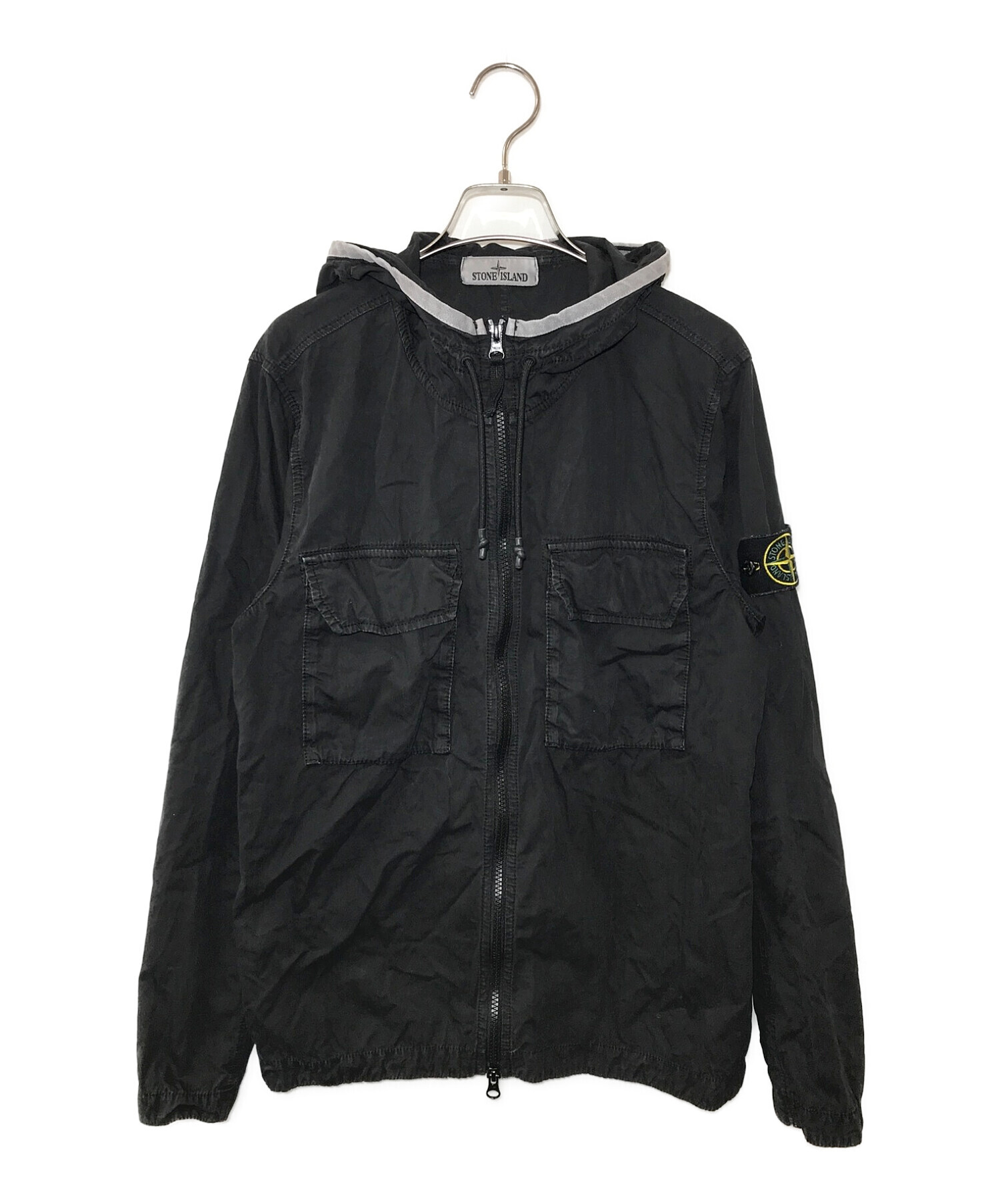 STONE ISLAND (ストーンアイランド) ガーメントダイフーデットジャケット ブラック サイズ:S