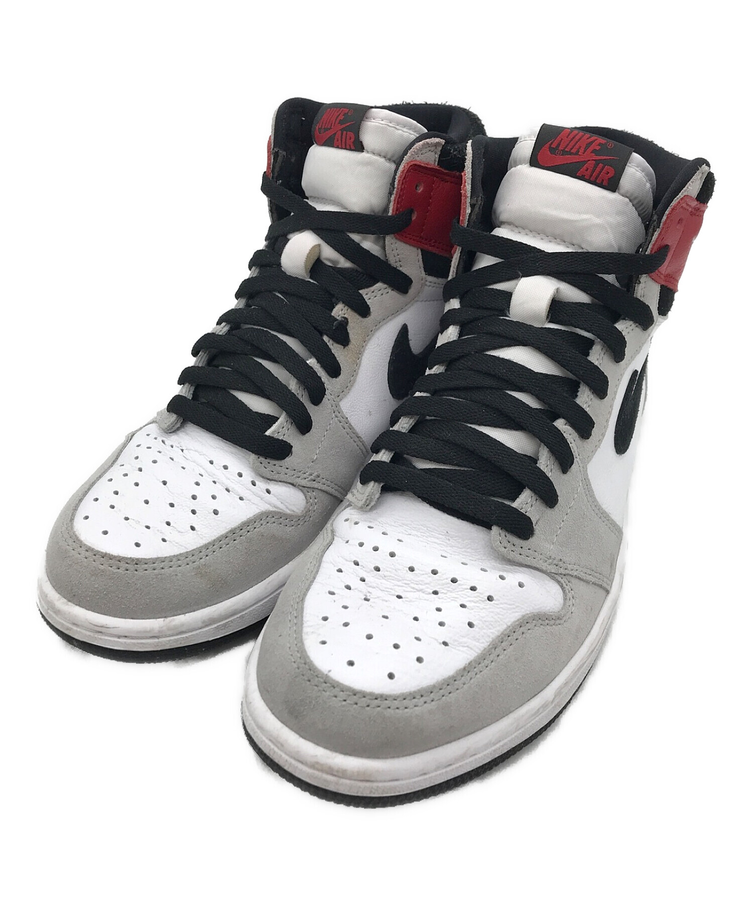 NIKE (ナイキ) AIR JORDAN 1 RETRO HIGH OG　エアジョーダン 1 レトロ ハイ OG グレー×レッド サイズ:28