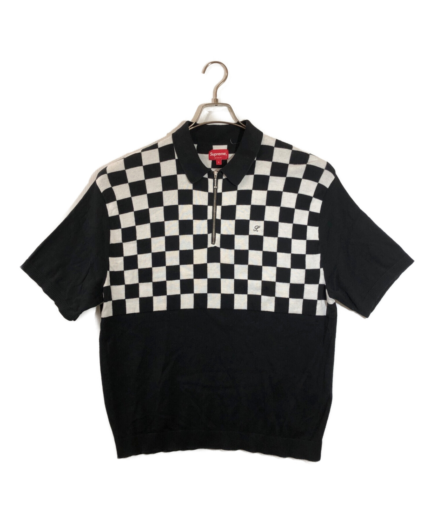 L)Supreme Checkerboard Zip Poloポロシャツ - ポロシャツ