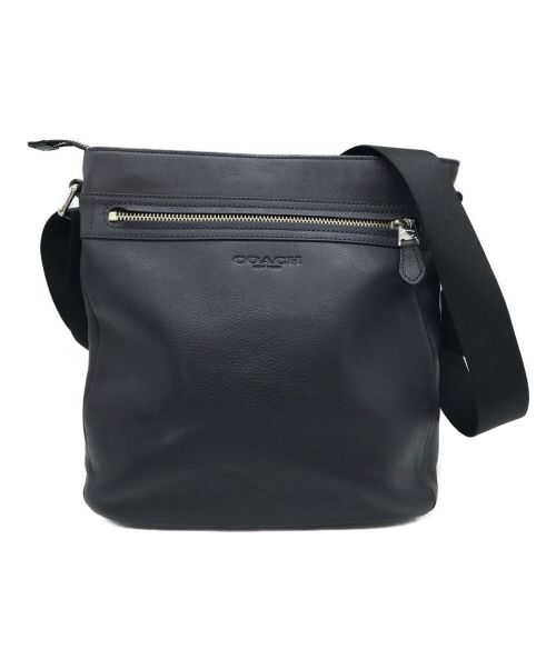 中古・古着通販】COACH (コーチ) レザーショルダーバッグ ネイビー