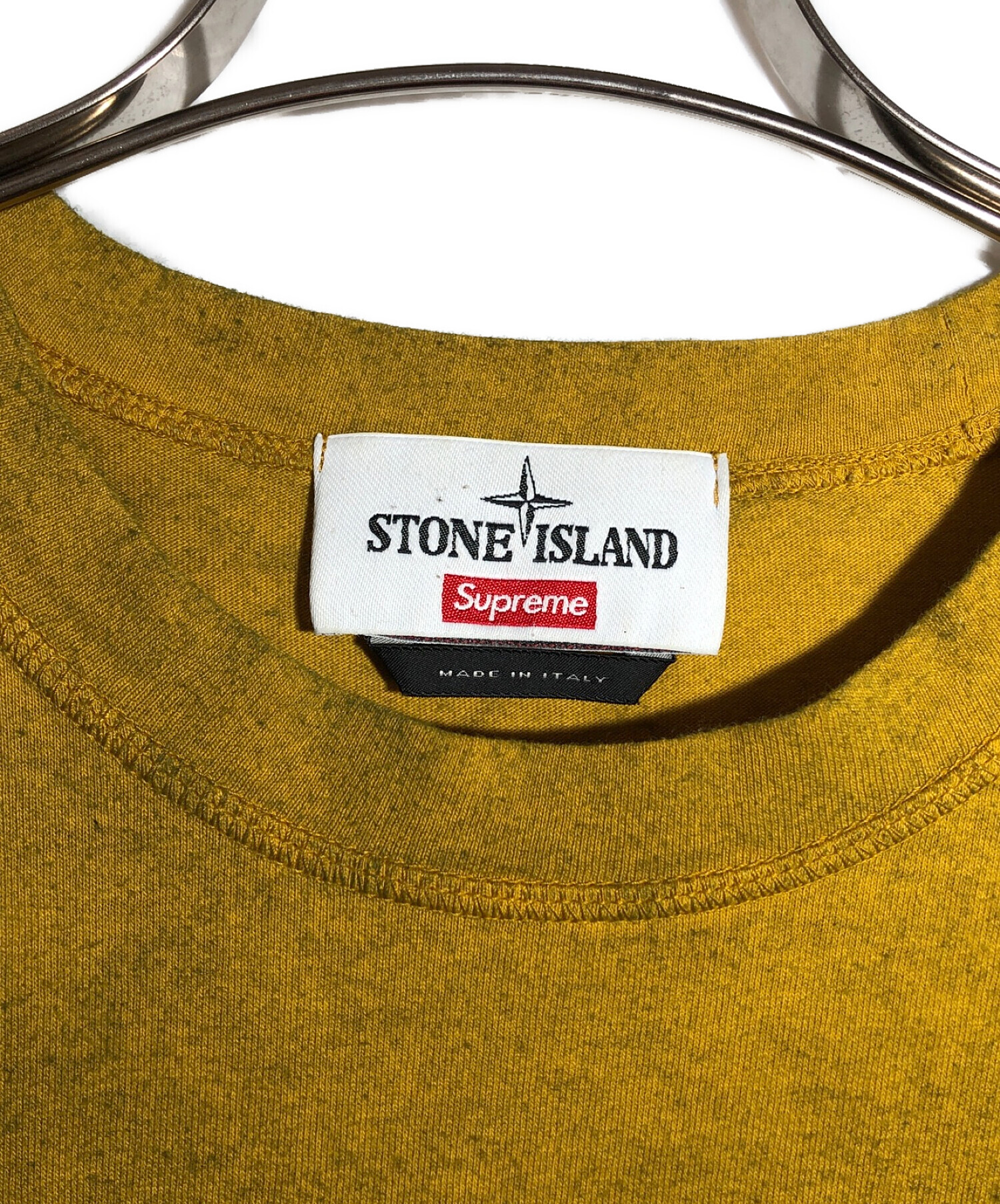 SUPREME (シュプリーム) STONE ISLAND (ストーンアイランド) ポケットTシャツ イエロー サイズ:S