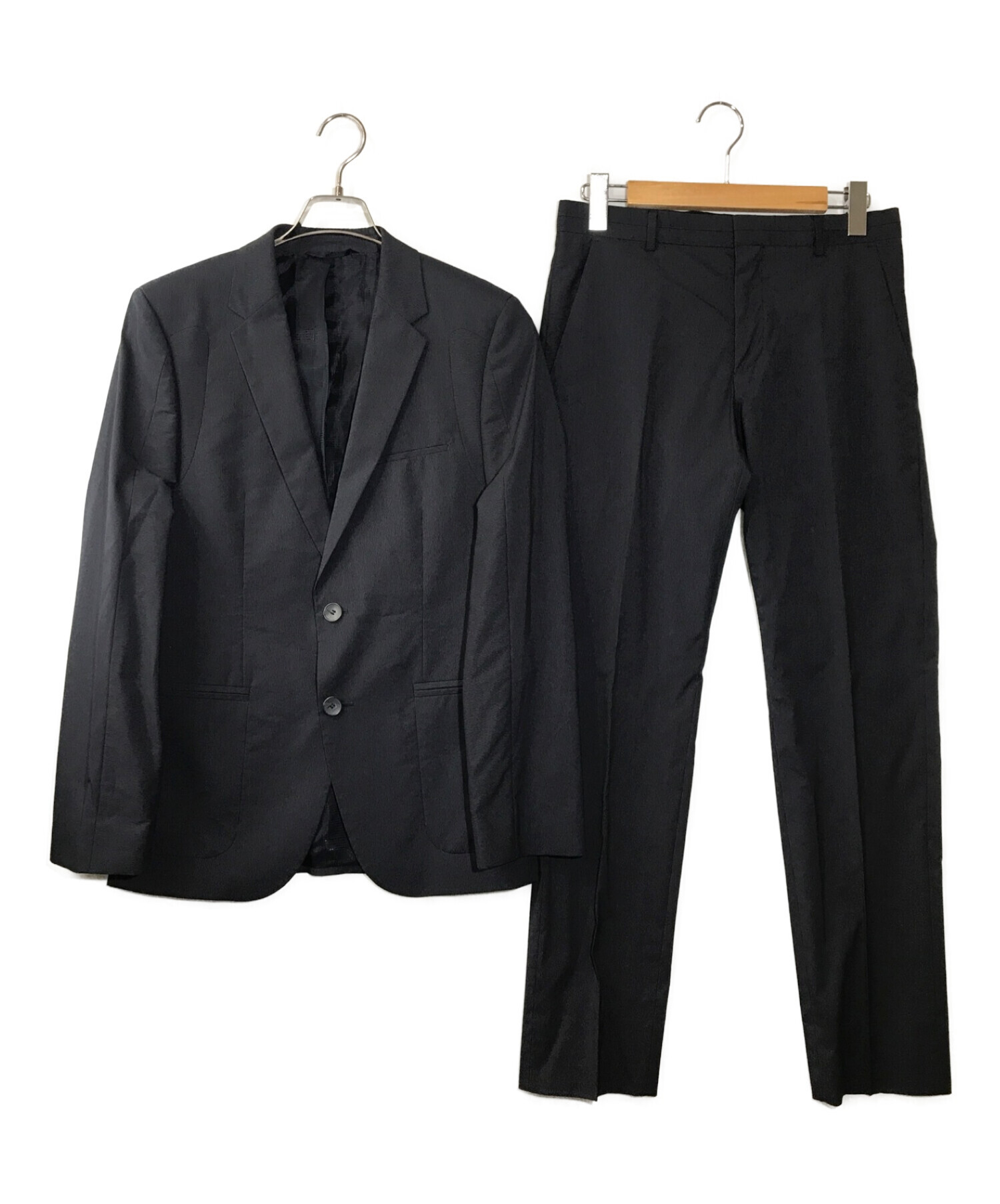 ヒューゴボス 黒 スーツ ジャケット パンツ セットアップ32サイズ(XS)通勤服