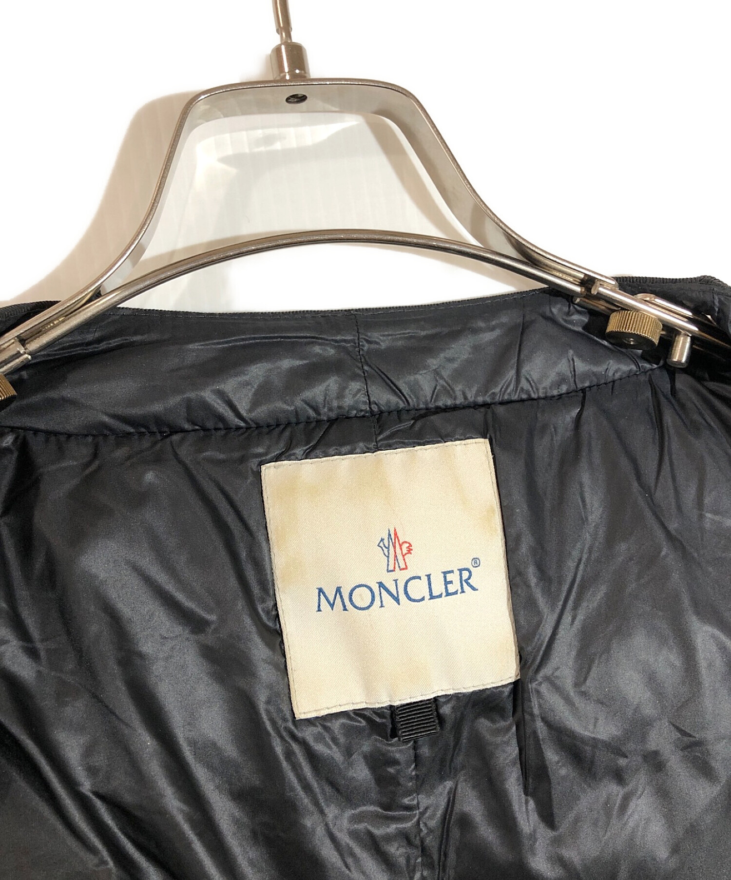 MONCLER (モンクレール) ノーカラーダウンジャケット ブラック サイズ:1