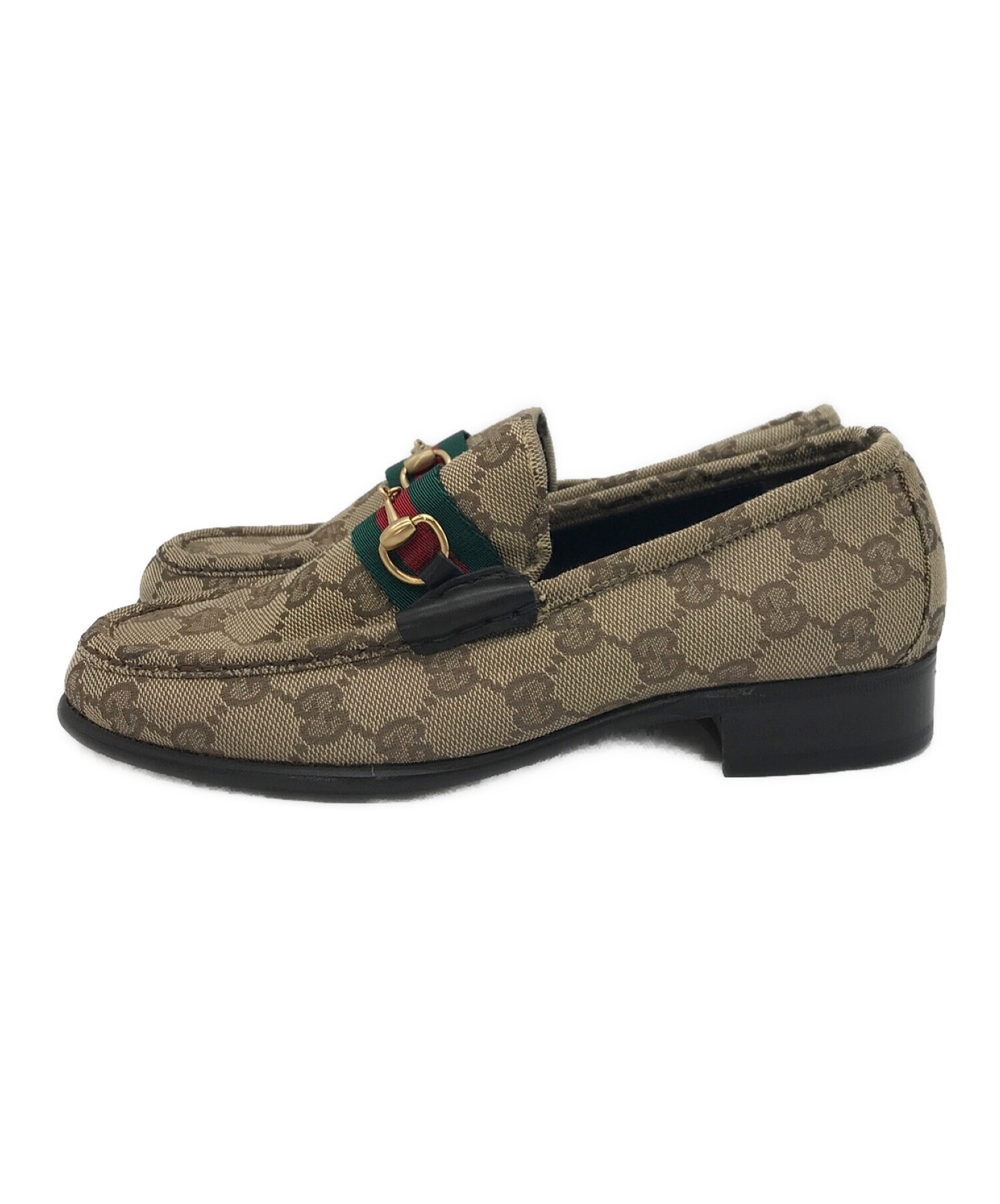 GUCCI (グッチ) GGキャンバスビットローファー ブラウン サイズ:36 1/2