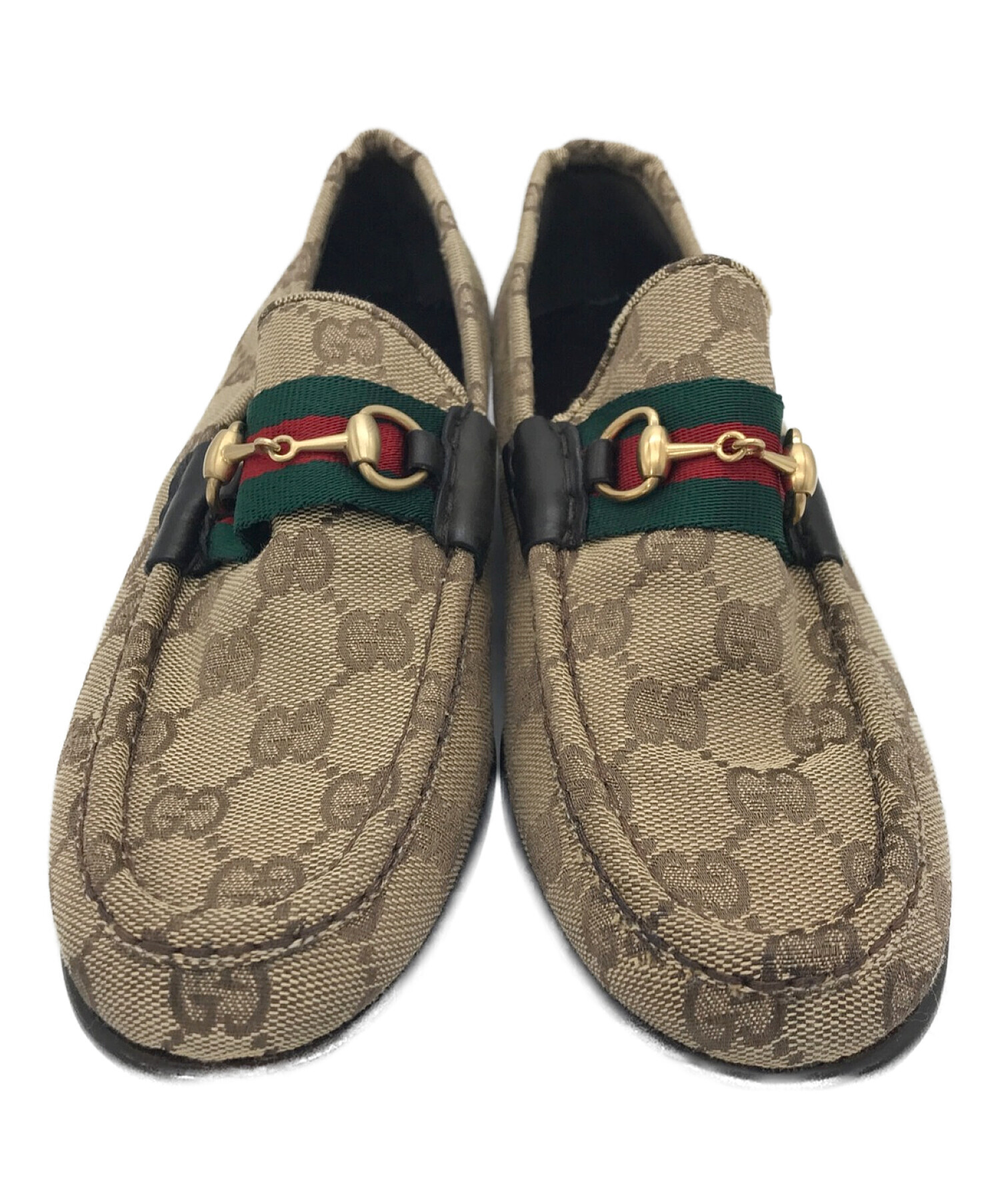 GUCCI (グッチ) GGキャンバスビットローファー ブラウン サイズ:36 1/2