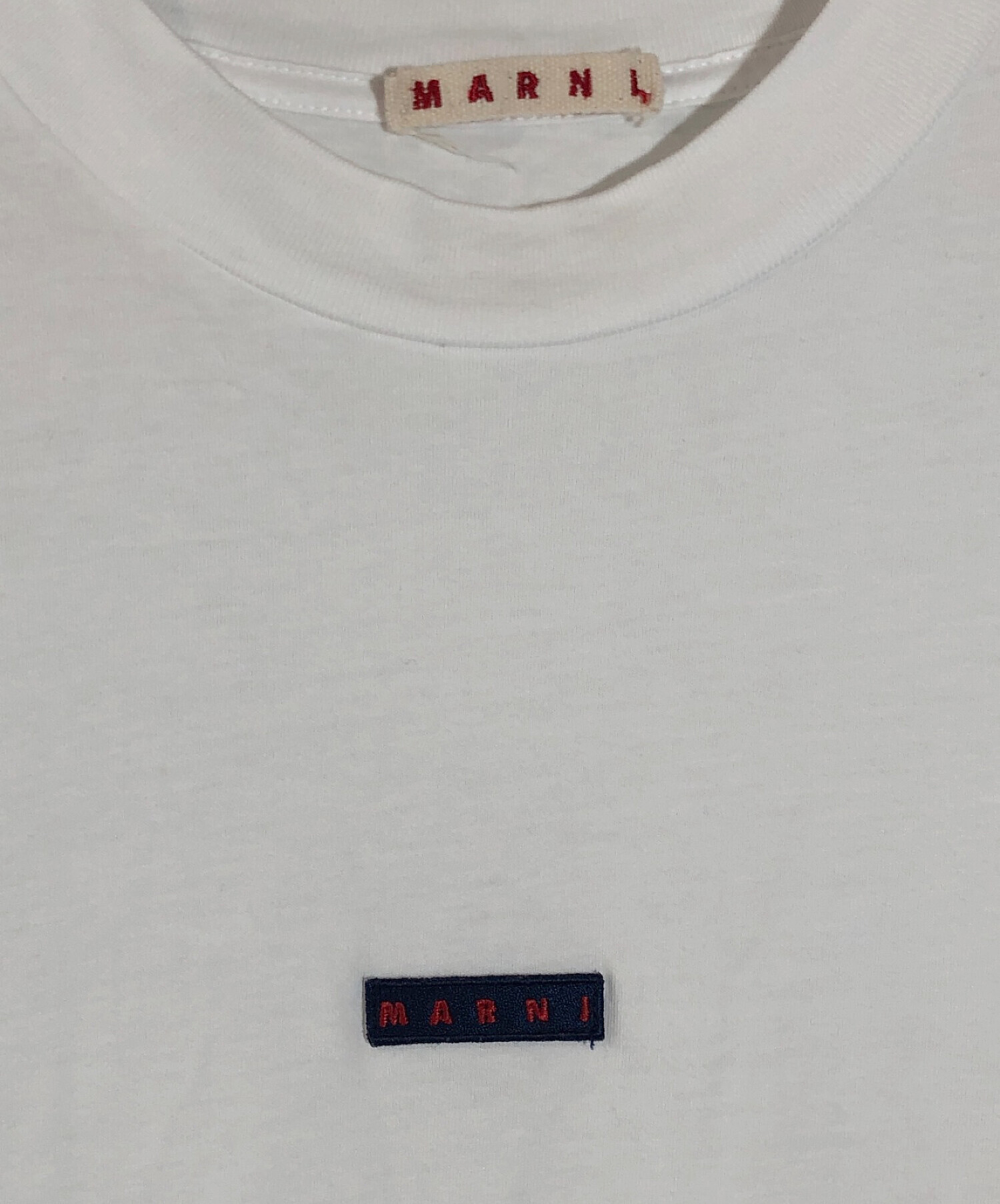 中古・古着通販】MARNI (マルニ) ロゴ刺繍Tシャツ ホワイト サイズ:48