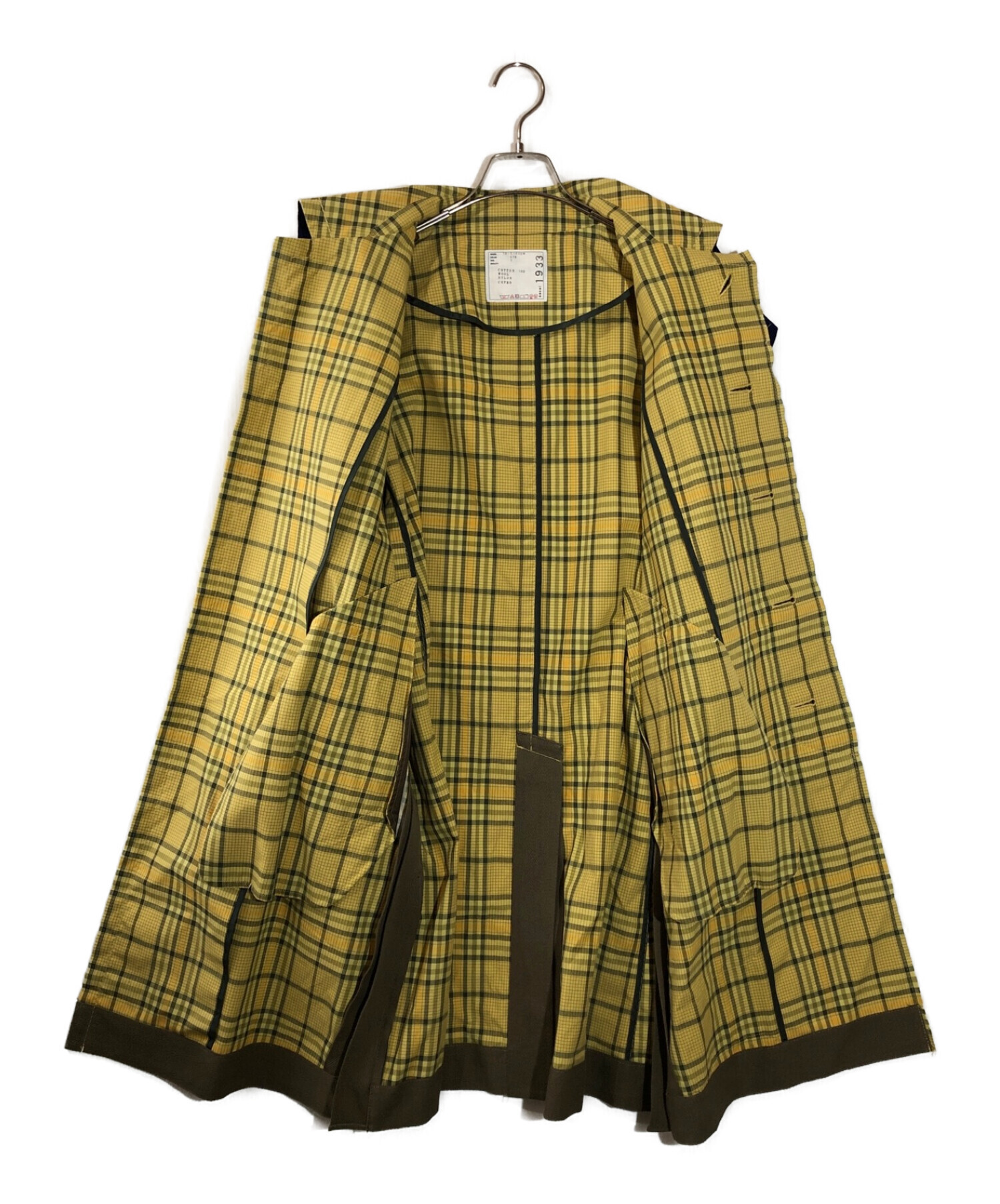 sacai (サカイ) PENDLETON (ペンドルトン) Pendleton Check Coat　コラボネイティブ柄チェックコート ベージュ  サイズ:1