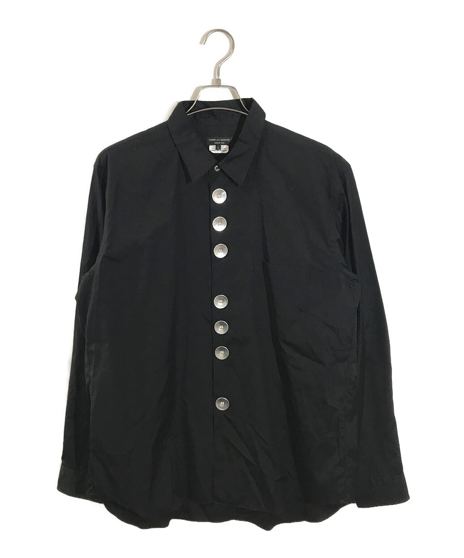COMME des GARCONS HOMME PLUS (コムデギャルソンオムプリュス) メタルボタンロングスリーブシャツ ブラック サイズ:L
