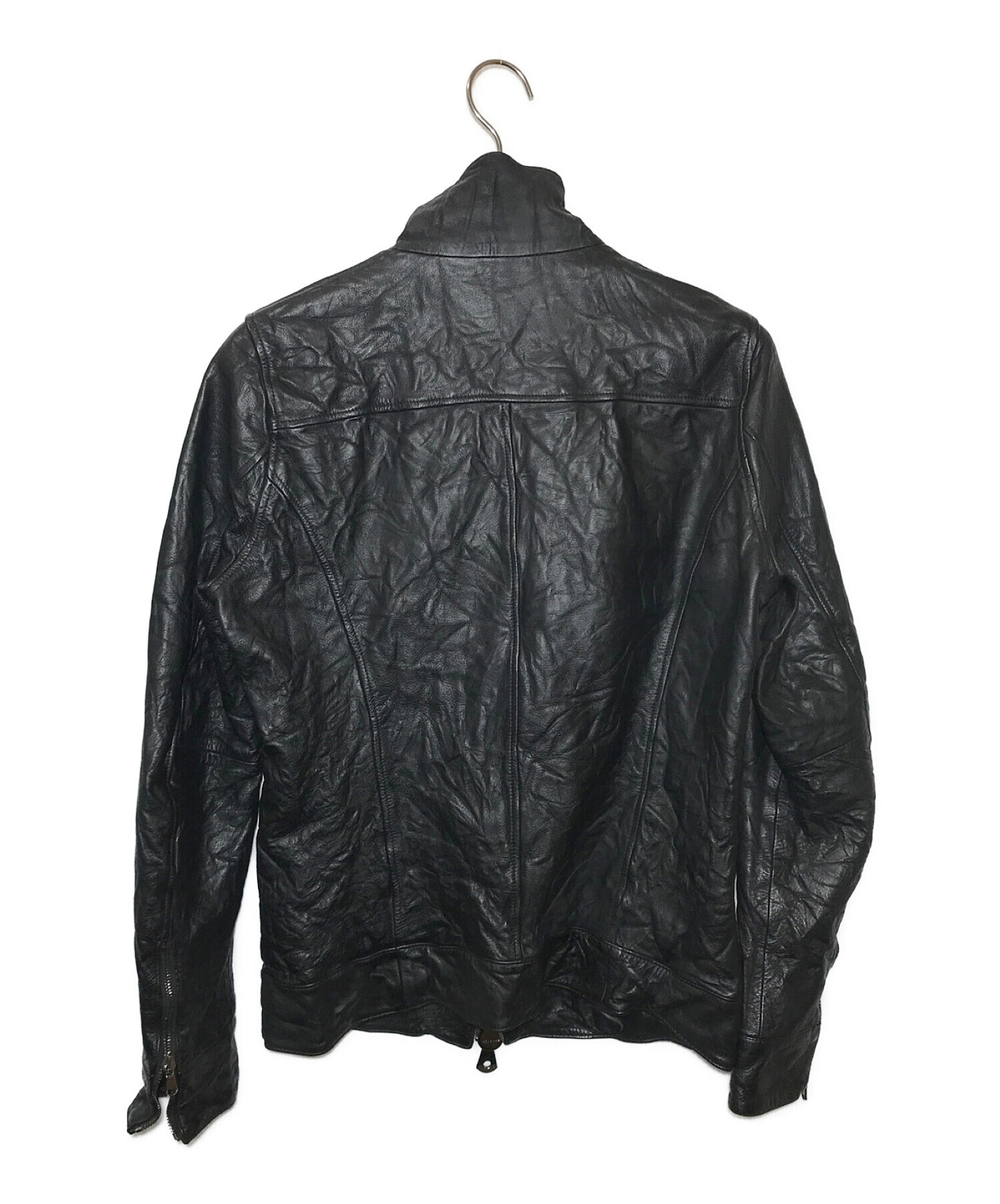 大きいサイズ♡ジュンハシモト デザイナーズライダースジャケット XL ブラック黒着丈63cm