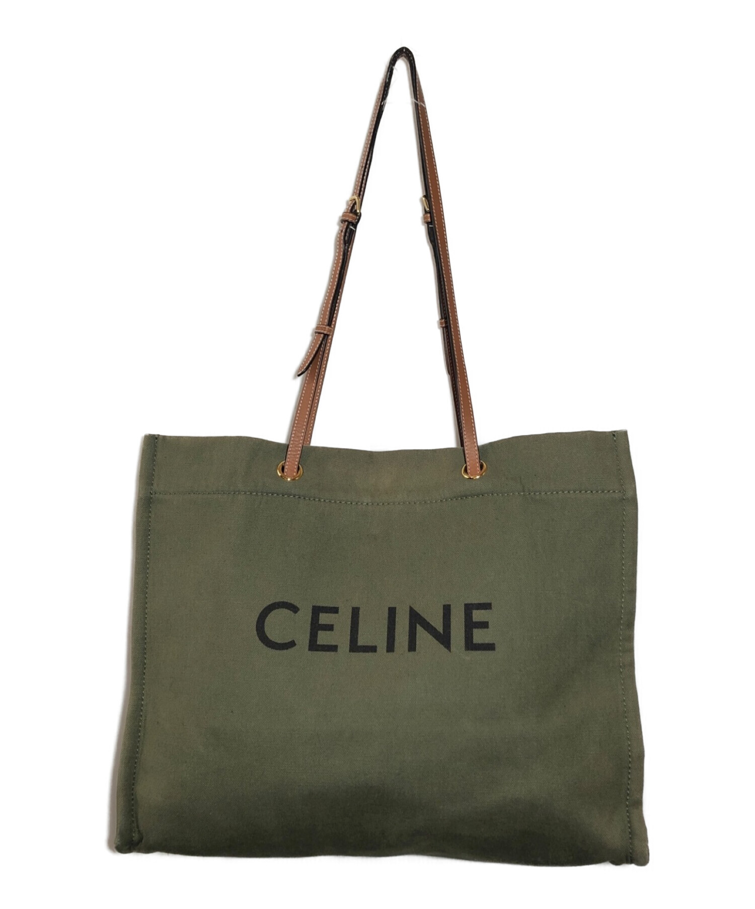 CELINE (セリーヌ) スクエアカバキャンバストートバッグ オリーブ