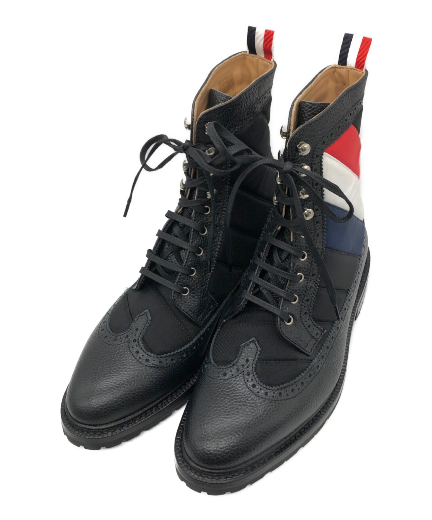 Thom Browne (トムブラウン) ウィングチップシューズ レッド×ネイビー×ブラック サイズ:US7.5