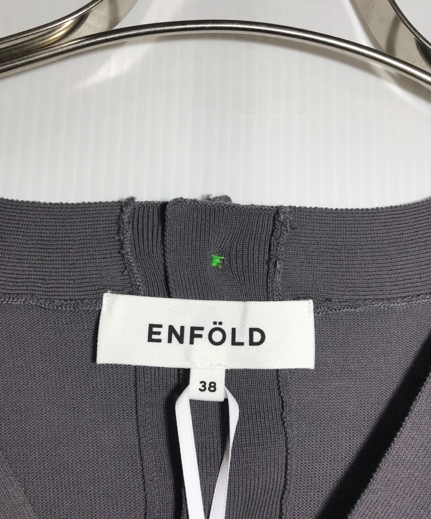 ENFOLD (エンフォルド) アシンメトリーニットカーディガン グレー サイズ:SIZE38 未使用品