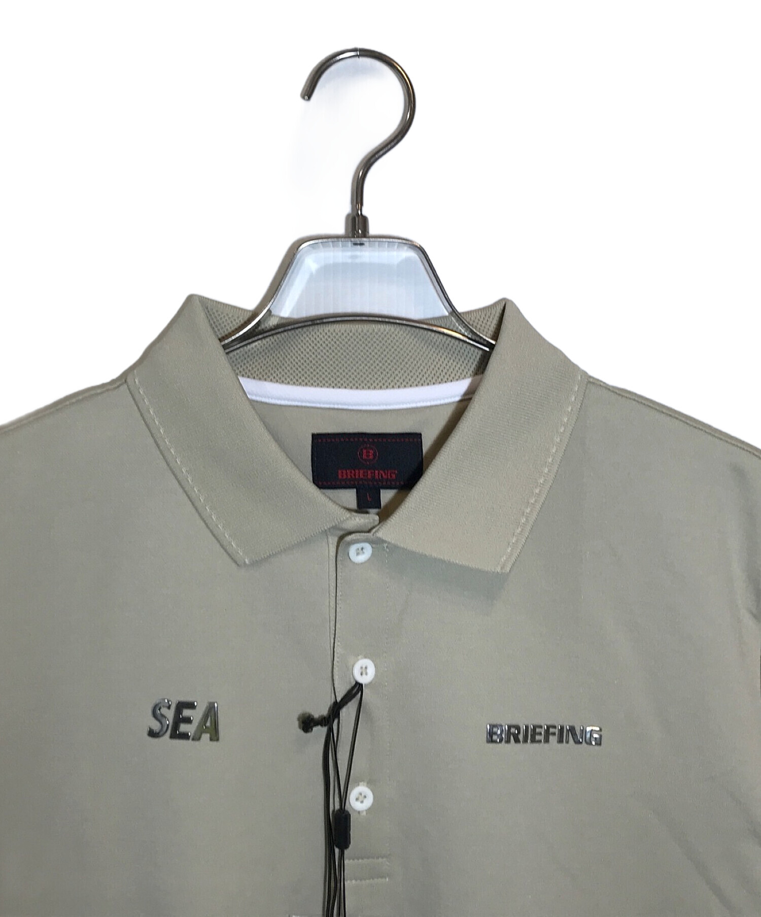 BRIEFING (ブリーフィング) WIND AND SEA (ウィンダンシー) 半袖ポロシャツ ベージュ サイズ:SIZE L 未使用品