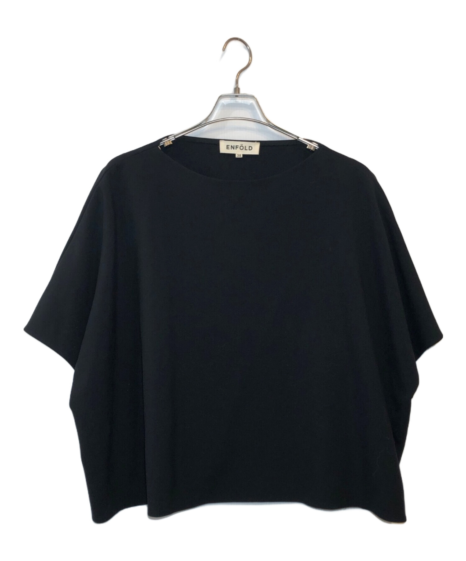 ENFOLD (エンフォルド) ダブルクロスワイドTシャツ ブラック サイズ:38