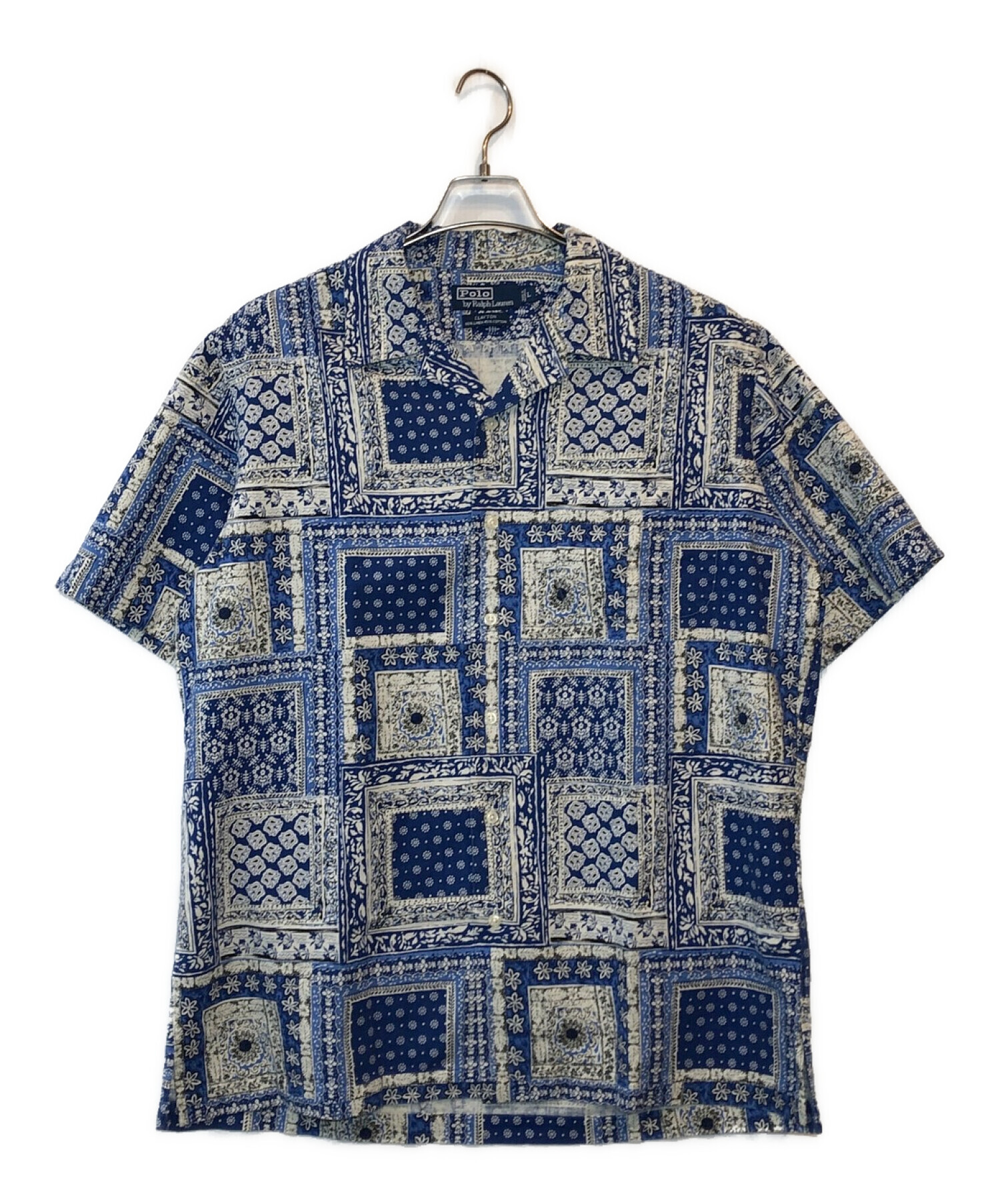 POLO RALPH LAUREN (ポロ・ラルフローレン) 総柄オープンカラーシャツ ブルー サイズ:L