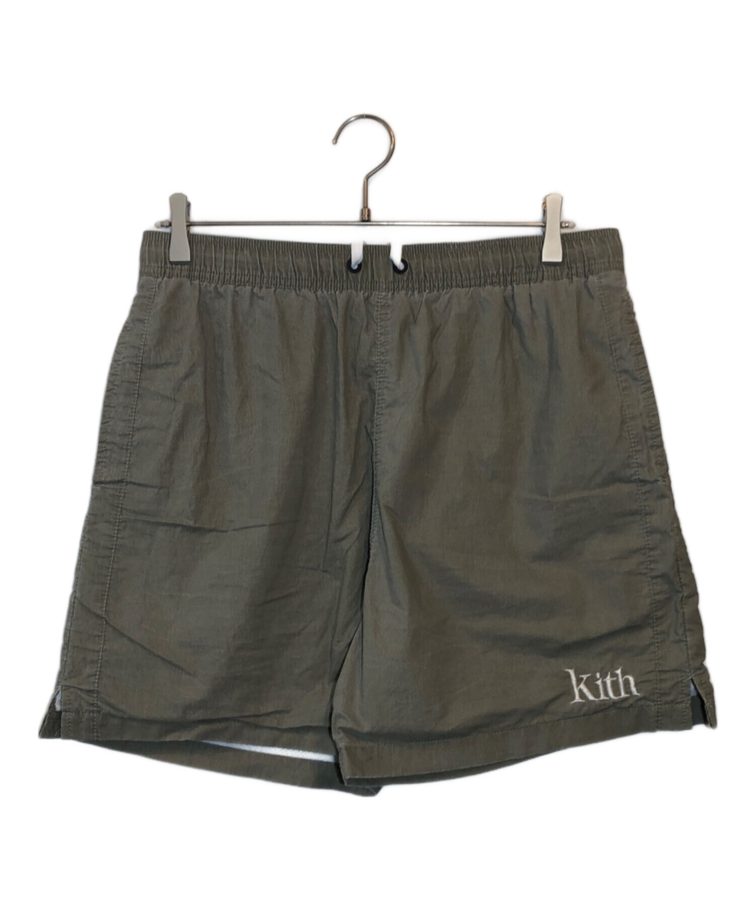 KITH (キス) ロゴ刺繍スイムショートパンツ グレー サイズ:M