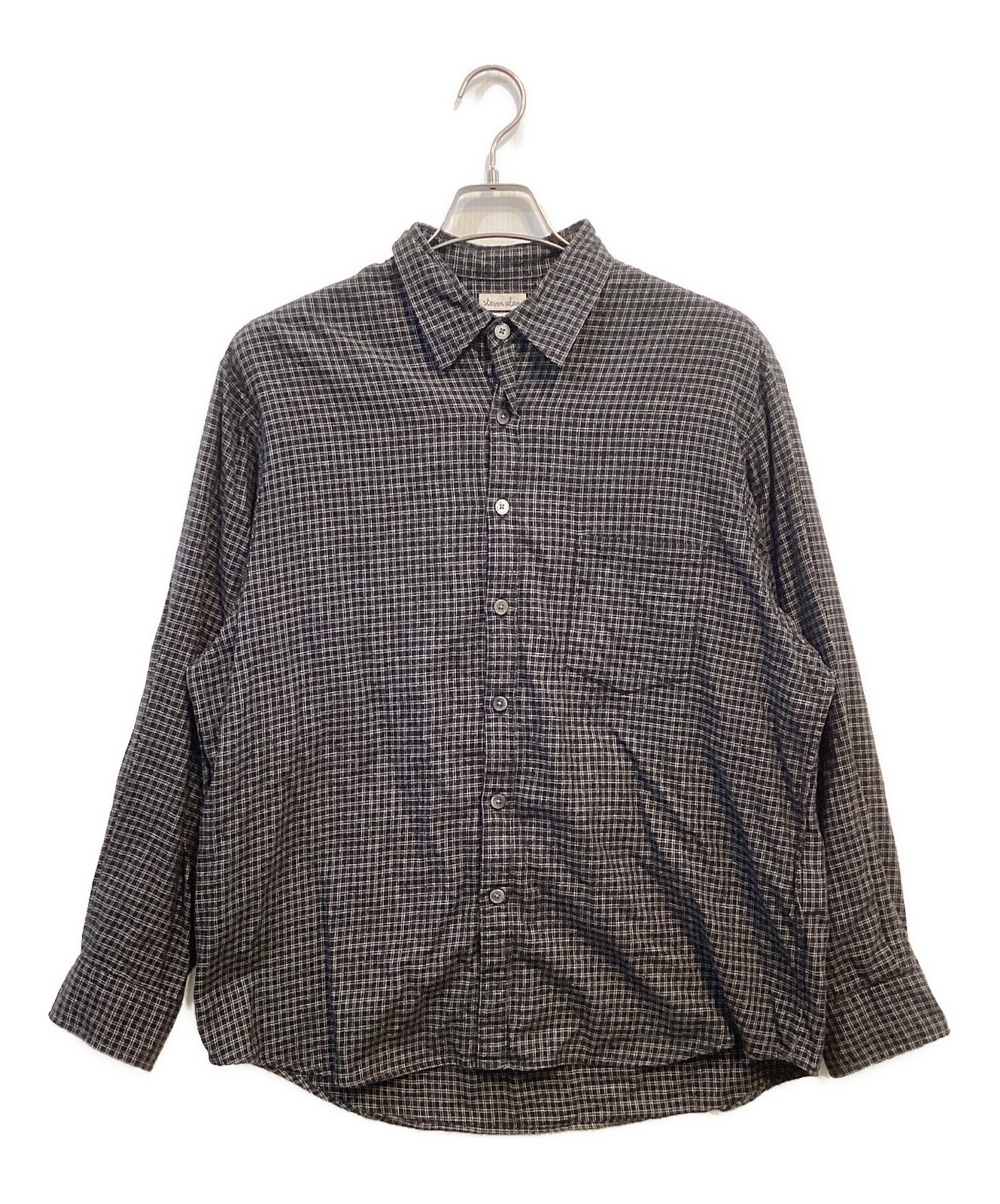 中古・古着通販】STEVEN ALAN (スティーブンアラン) ミニチェックレギュラーカラーシャツ ブラック サイズ:SIZE S｜ブランド・古着通販  トレファク公式【TREFAC FASHION】スマホサイト