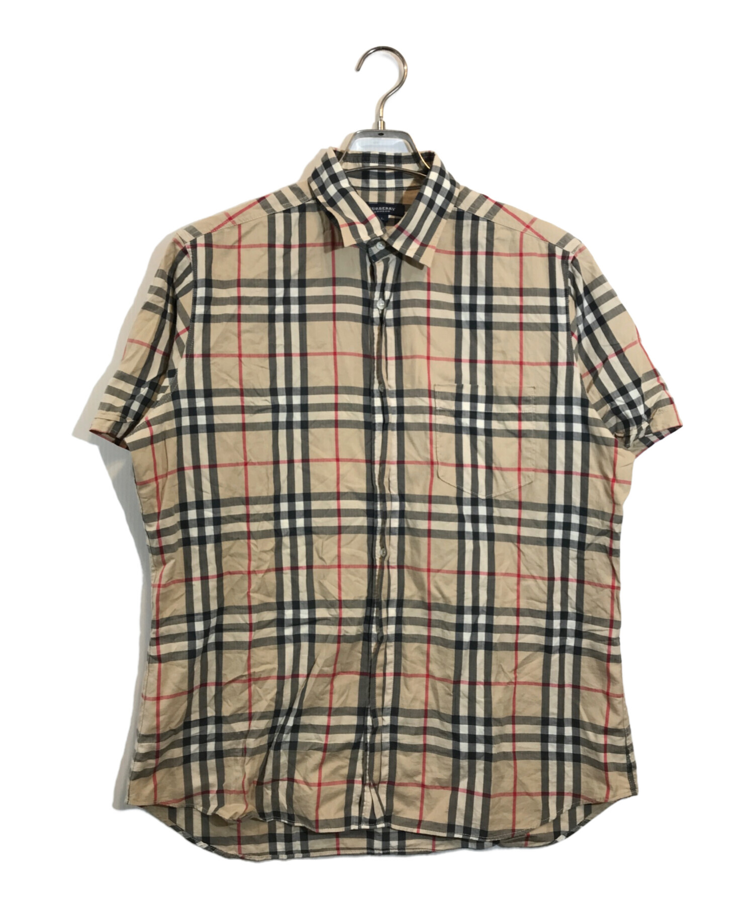 BURBERRY LONDON (バーバリーロンドン) ノバチェック半袖シャツ ベージュ サイズ:SIZE L