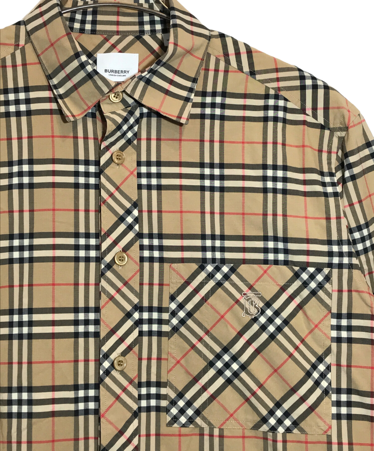 中古・古着通販】BURBERRY (バーバリー) TBロゴノバチェックシャツ ベージュ サイズ:SIZE M｜ブランド・古着通販  トレファク公式【TREFAC FASHION】スマホサイト