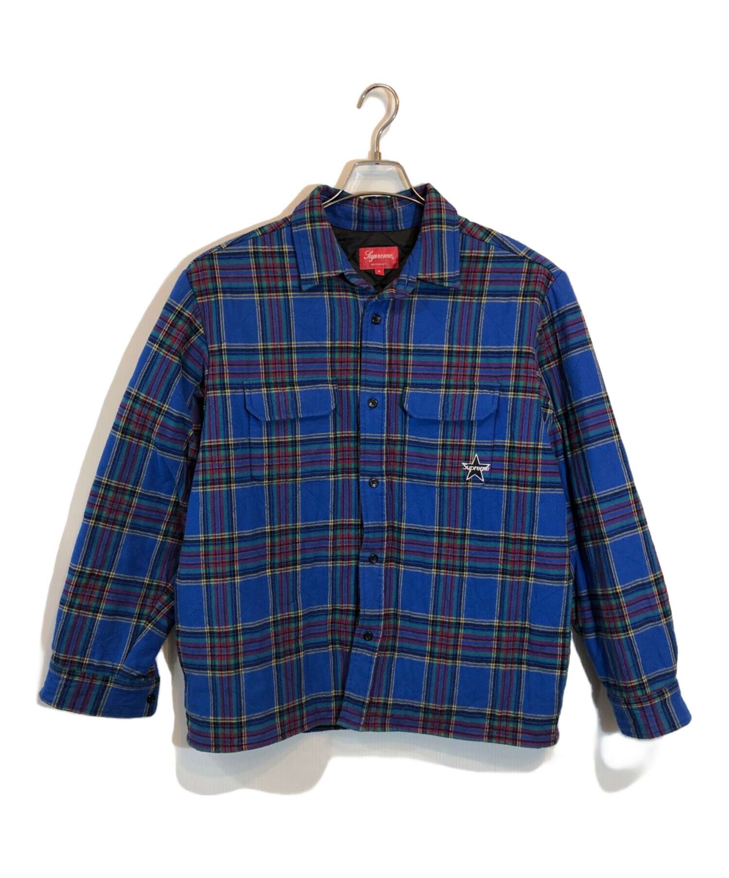 中古・古着通販】SUPREME (シュプリーム) 21AW QUILTED PLAID FLANNEL SHIRT ブルー サイズ:SIZE  S｜ブランド・古着通販 トレファク公式【TREFAC FASHION】スマホサイト