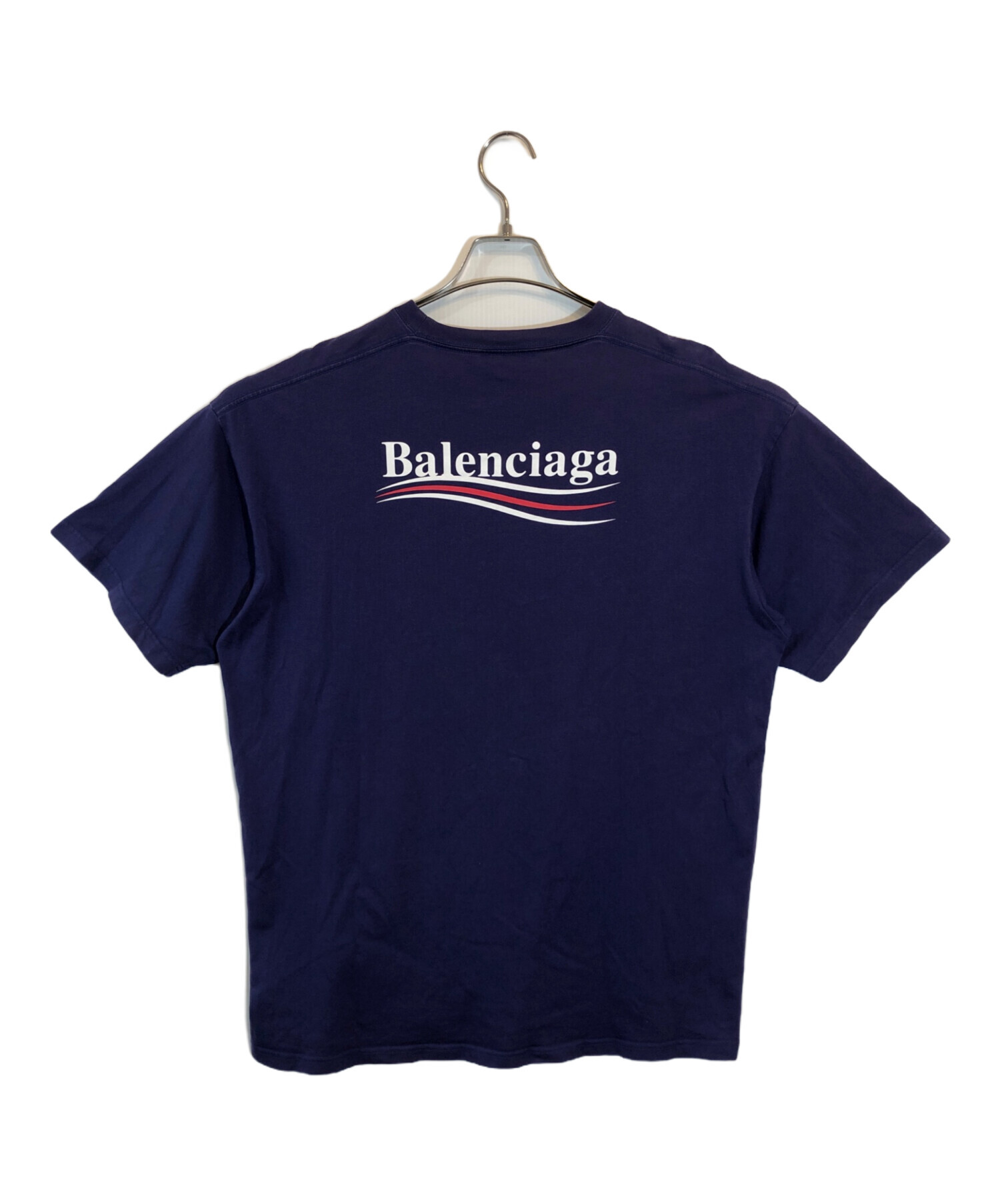 BALENCIAGA (バレンシアガ) キャンペーンロゴTシャツ ネイビー サイズ:SIZE M