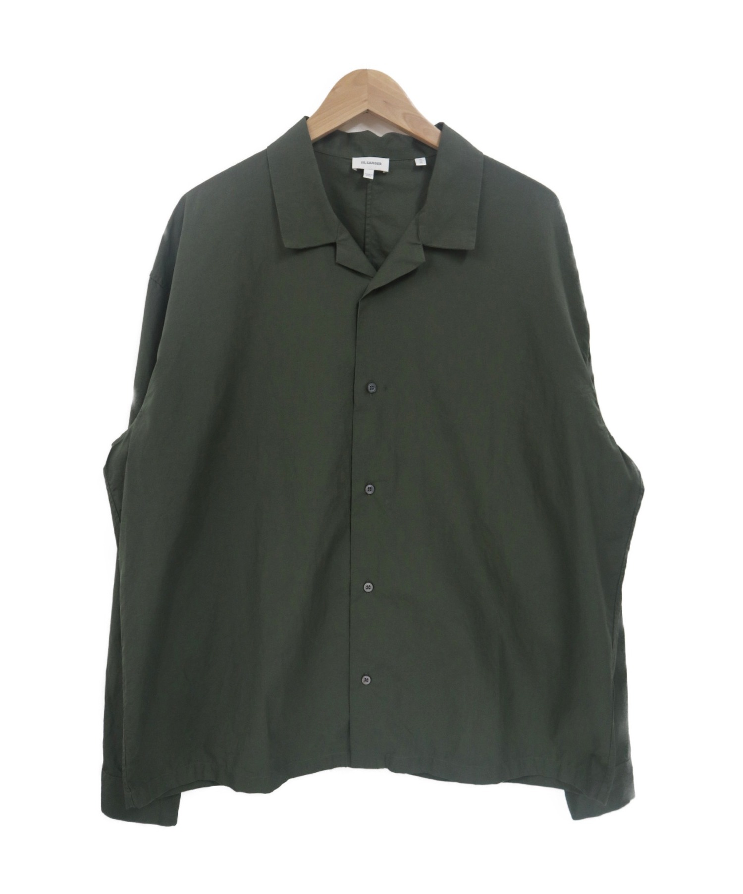 JIL SANDER (ジルサンダー) L/Sオープンカラーシャツ オリーブ サイズ:41 JSUM741926 PIEGA FF