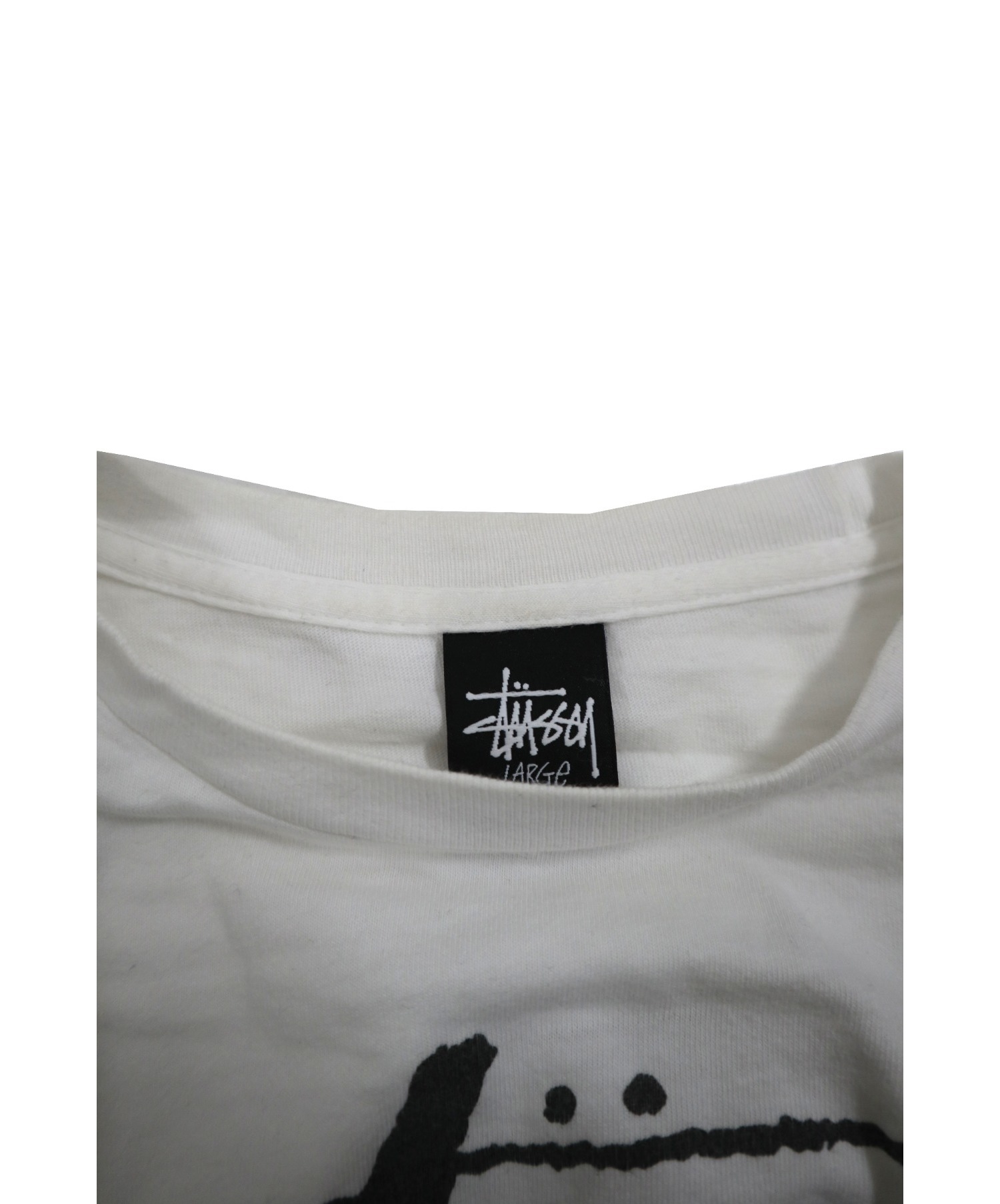 stussy×FRAGMENT design (テューシー × フラグメント デザイン) コラボロゴプリントTシャツ ホワイト サイズ:L
