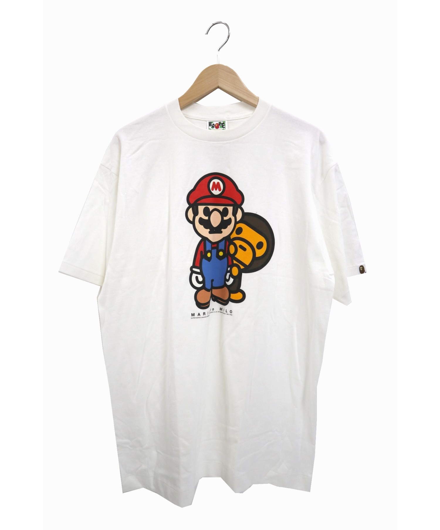 BAPE BY A BATHING APE × Nintendo (ア ベイシング エイプ × ニンテンドー) マリオかくれんぼプリントTシャツ  ホワイト サイズ:L