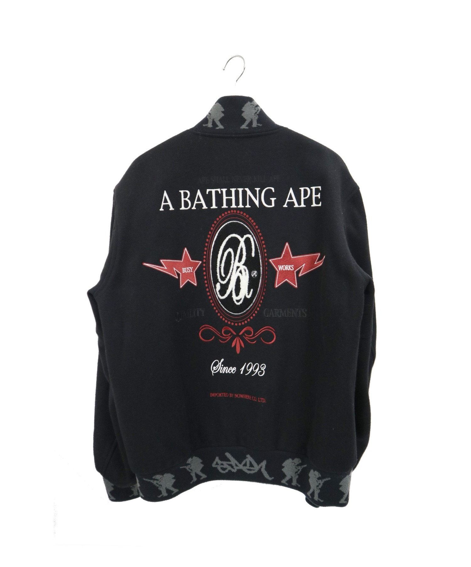 A BATHING APE×PEEL SLOWLY AND SEE (アベイシングエイプ×ピールスロウリーアンドシー)  コラボアワードジャケット(スタジャン) ブラック サイズ:L