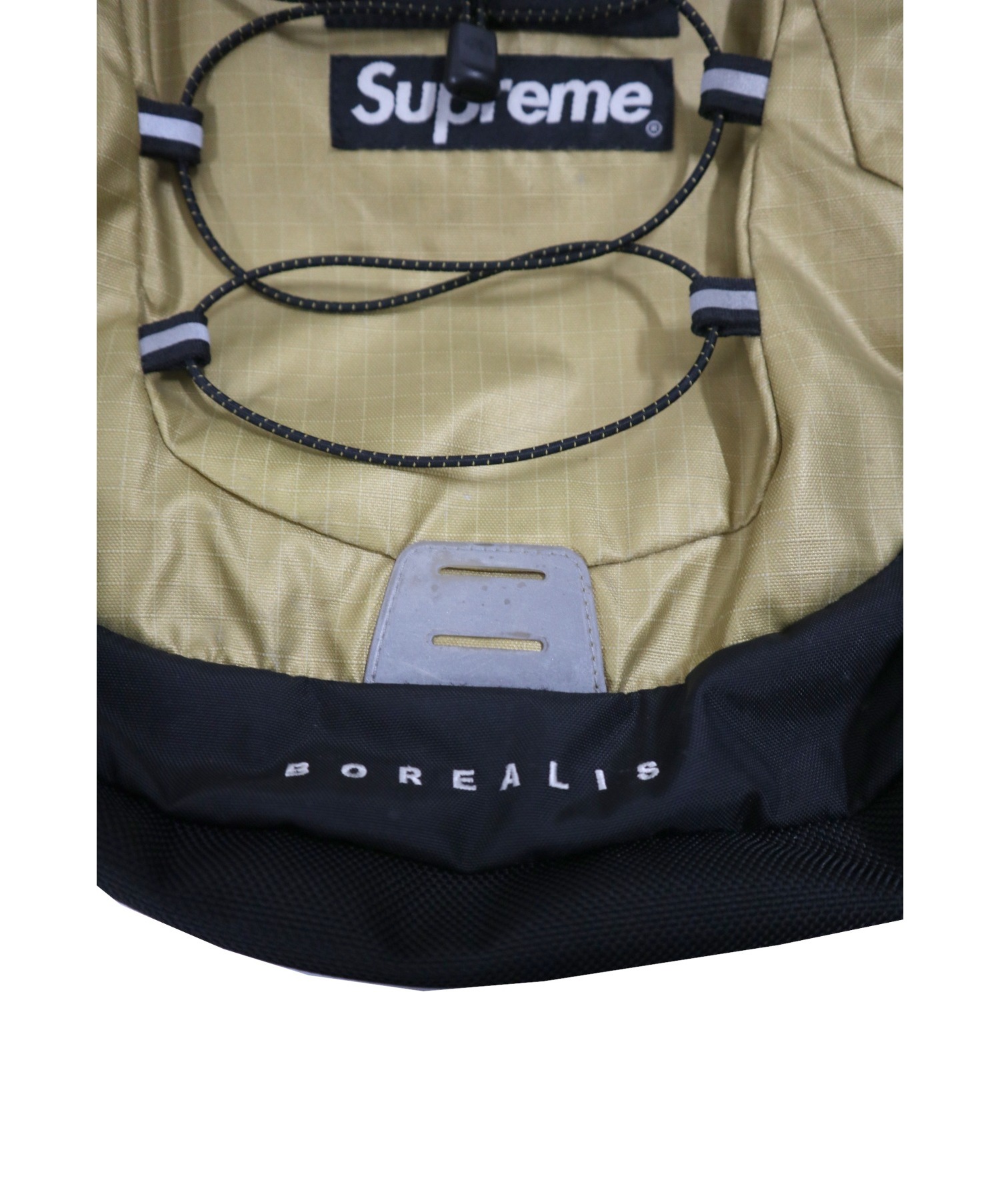 SUPREME×THE NORTH FACE (シュプリーム ×ザ ノースフェイス) コラボバックパック ゴールド×ブラック サイズ:下記参照  18SS Metallic Borealis Backpack