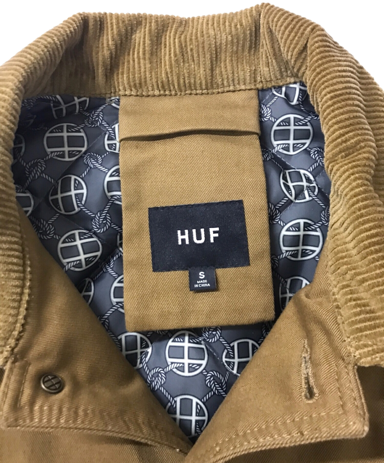 HUF (ハフ) コーデュロイ切替カバーオール ブラウン サイズ:S