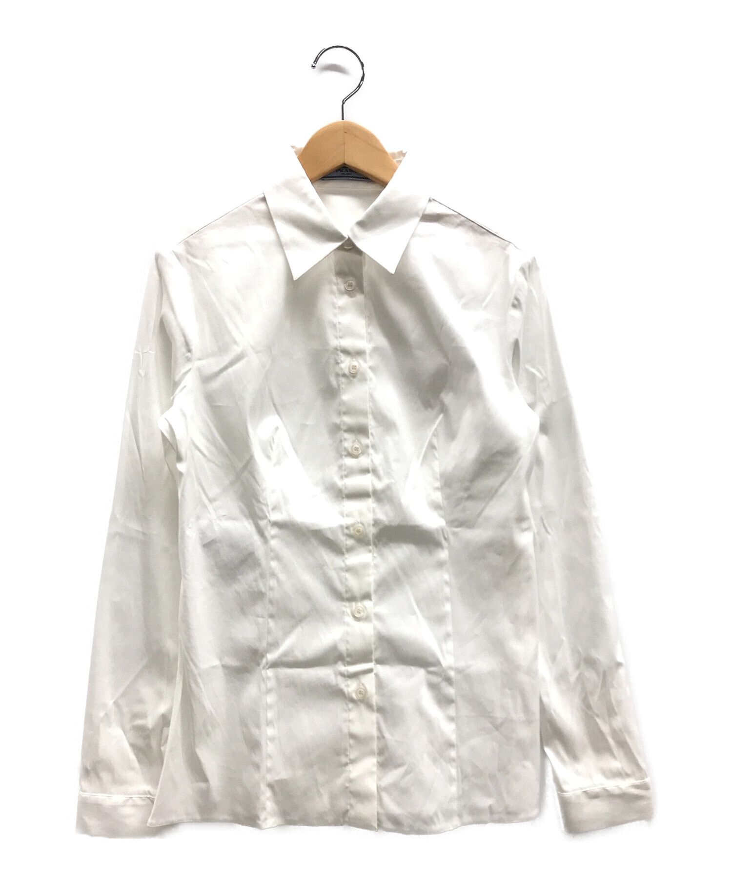 PRADA (プラダ) ストレッチコットンナローフィットソリッドシャツ ホワイト サイズ:40
