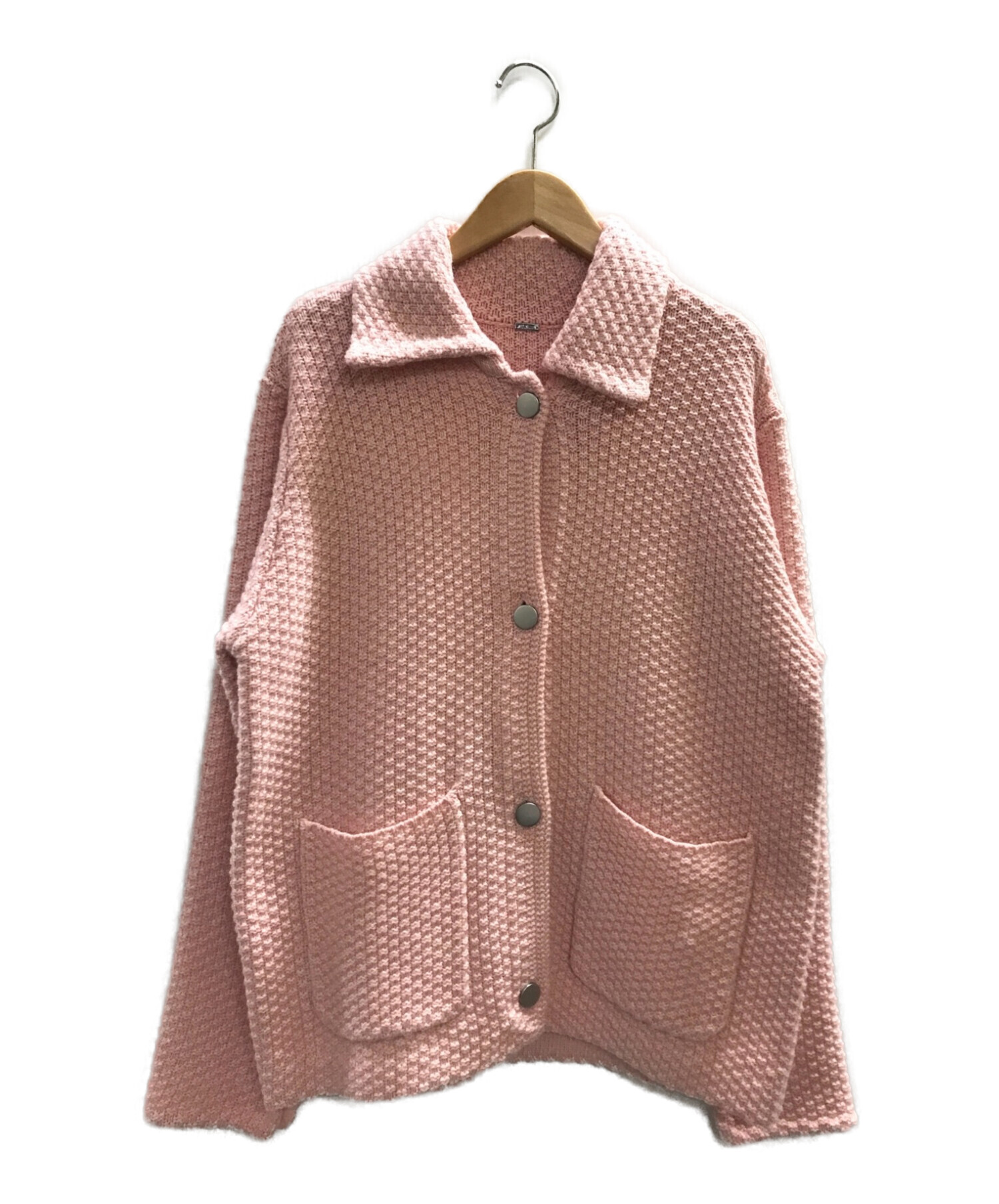 Mila Owen (ミラオーウェン) ツイード風襟付きニットジャケット ピンク サイズ:1