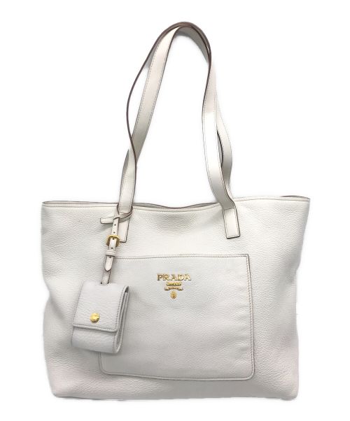 中古・古着通販】PRADA (プラダ) レザートートバッグ ホワイト サイズ