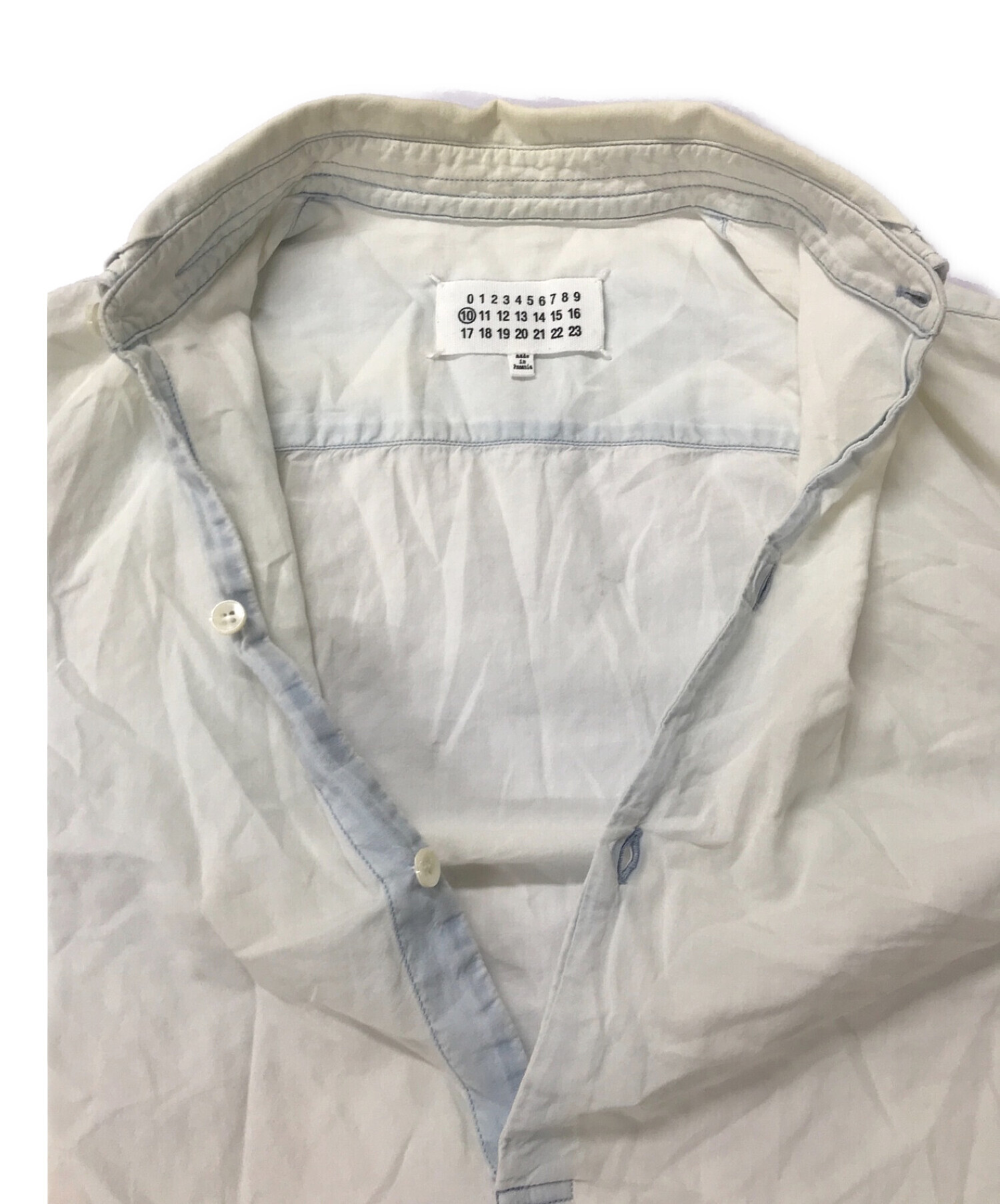 Maison Margiela 10 (メゾンマルジェラ 10) BLEACHED INDIGO SHIRTS スカイブルー サイズ:44