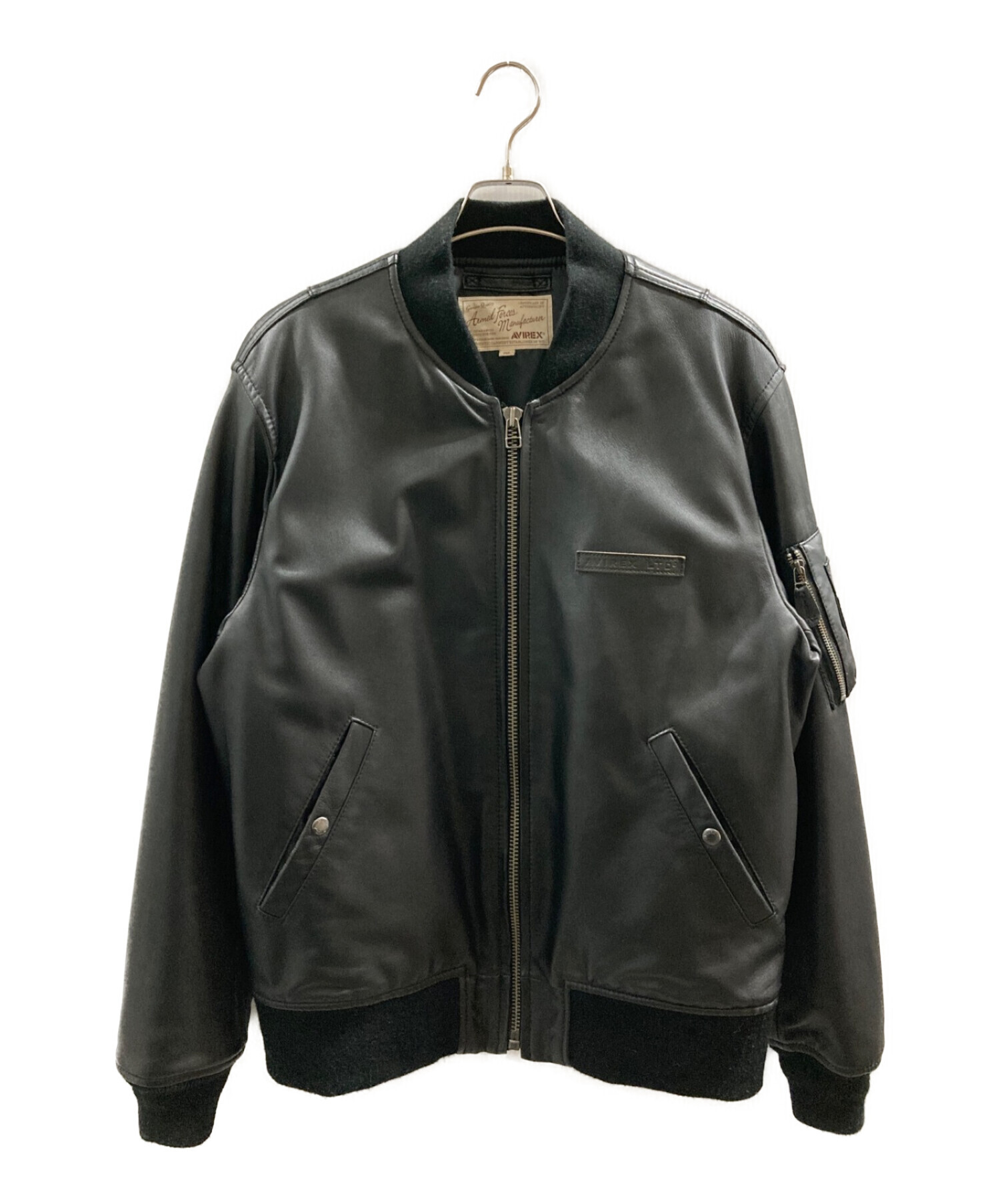 AVIREX (アヴィレックス) LAMB LEATHER MA-1　(ラムレザーMA-1) ブラック サイズ:2XL