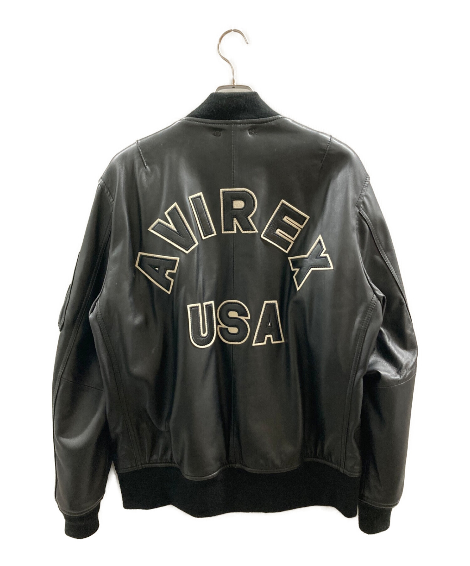 AVIREX (アヴィレックス) LAMB LEATHER MA-1　(ラムレザーMA-1) ブラック サイズ:2XL