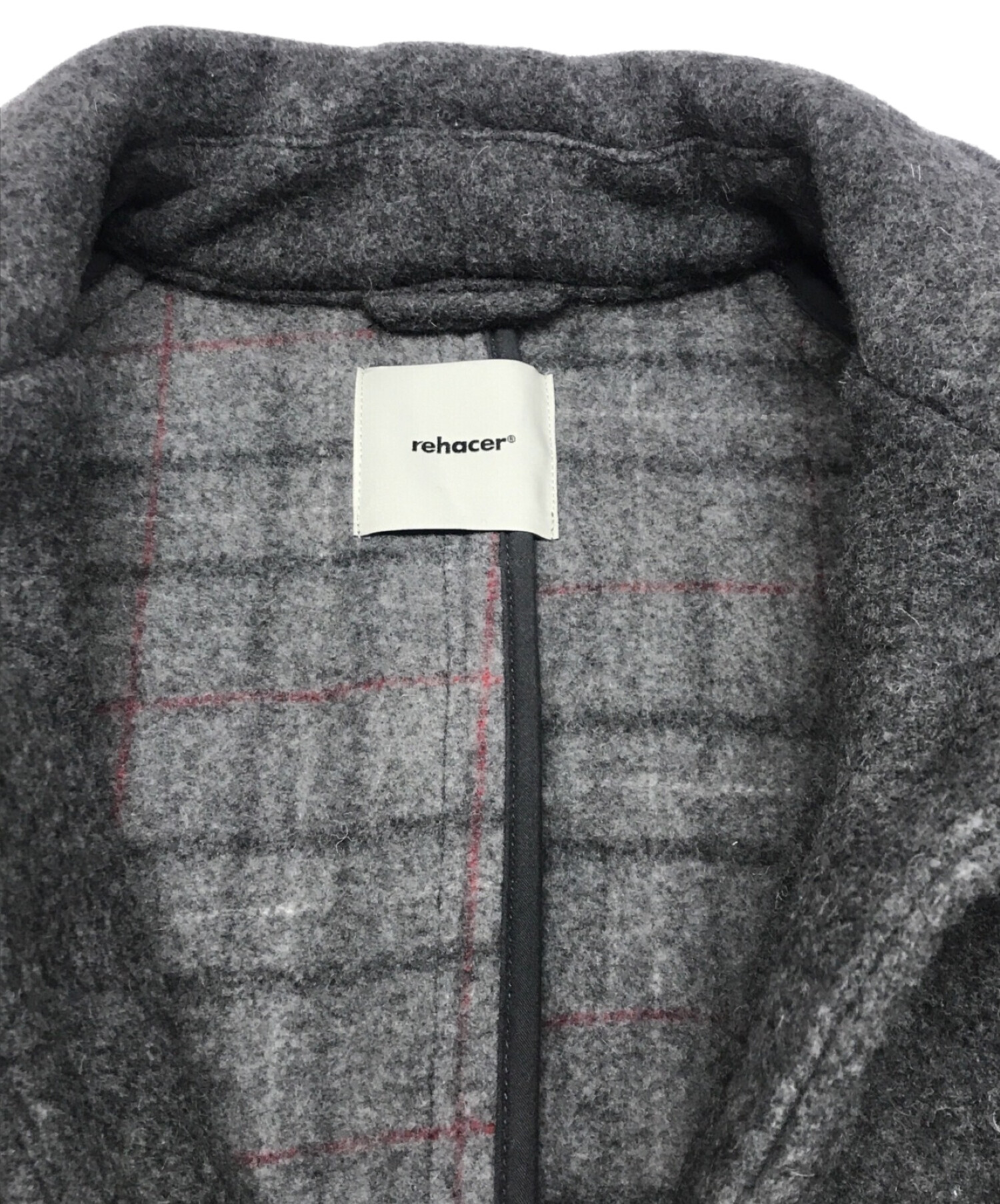 中古・古着通販】rehacer (レアセル) Wool Check Bonding Coat グレー