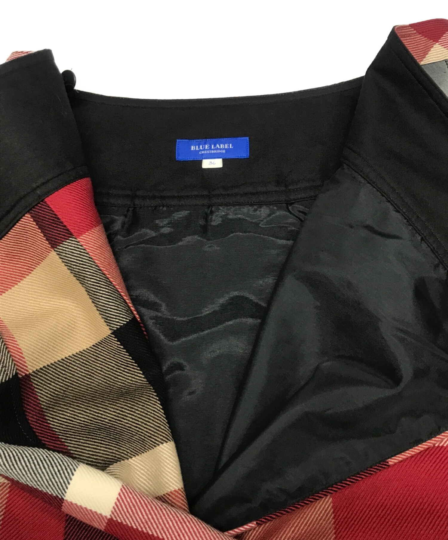 BLUE LABEL CRESTBRIDGE (ブルーレーベルクレストブリッジ) チェックラッププリーツスカート ベージュ×レッド サイズ:36（Ｍ）