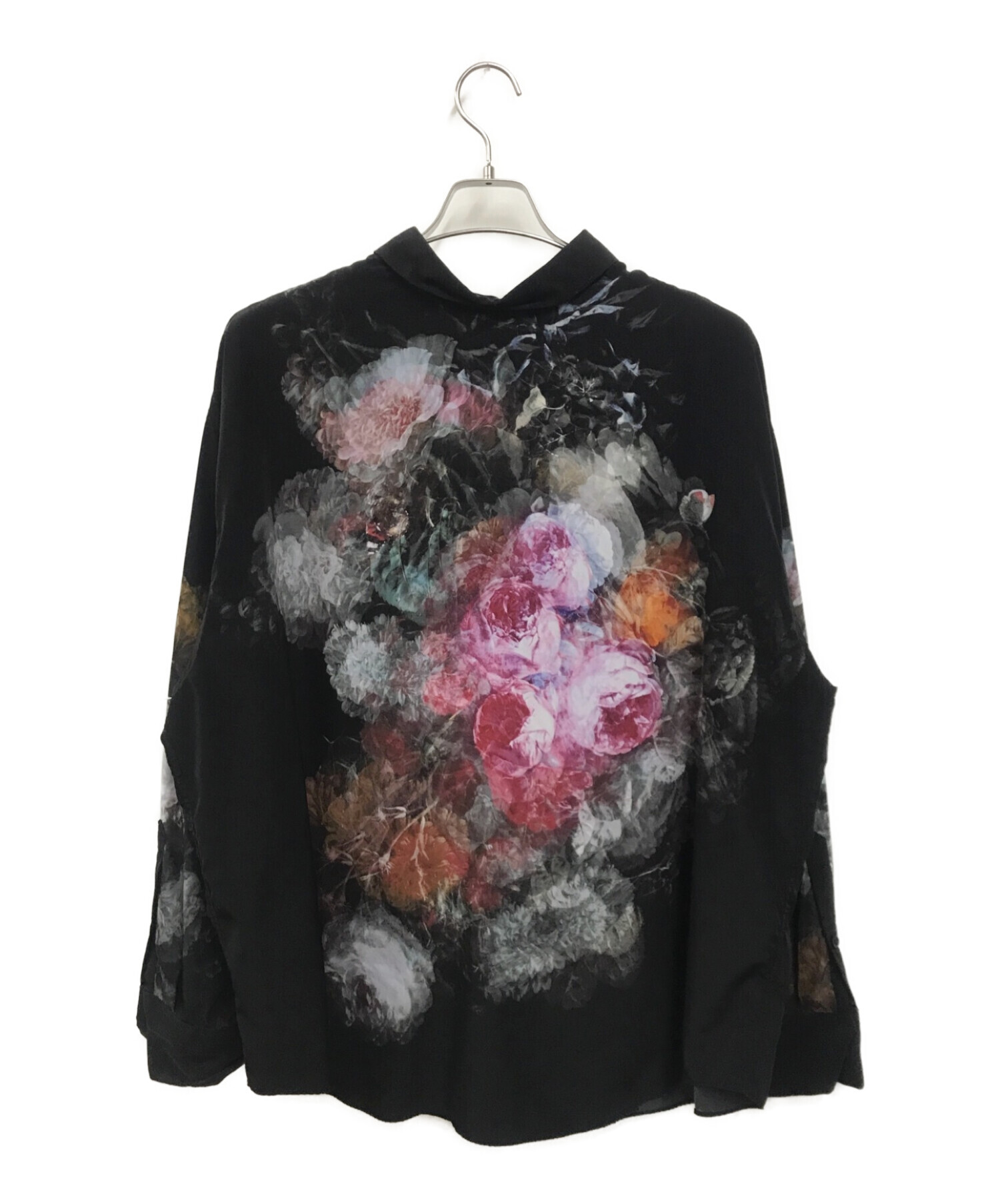 LAD MUSICIAN (ラッドミュージシャン) DECHINE INKJET FLOWER BACK-FRONT SHIRT ブラック サイズ:42