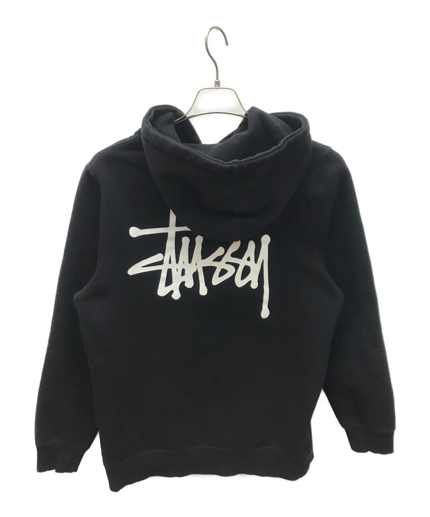 stussy (ステューシー) ロゴプリントプルオーバーパーカー ブラック サイズ:S