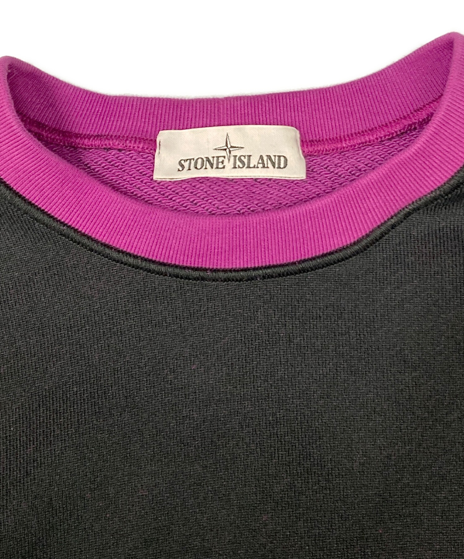 STONE ISLAND (ストーンアイランド) クルーネックスウェットシャツ ブラック×パープル サイズ:L