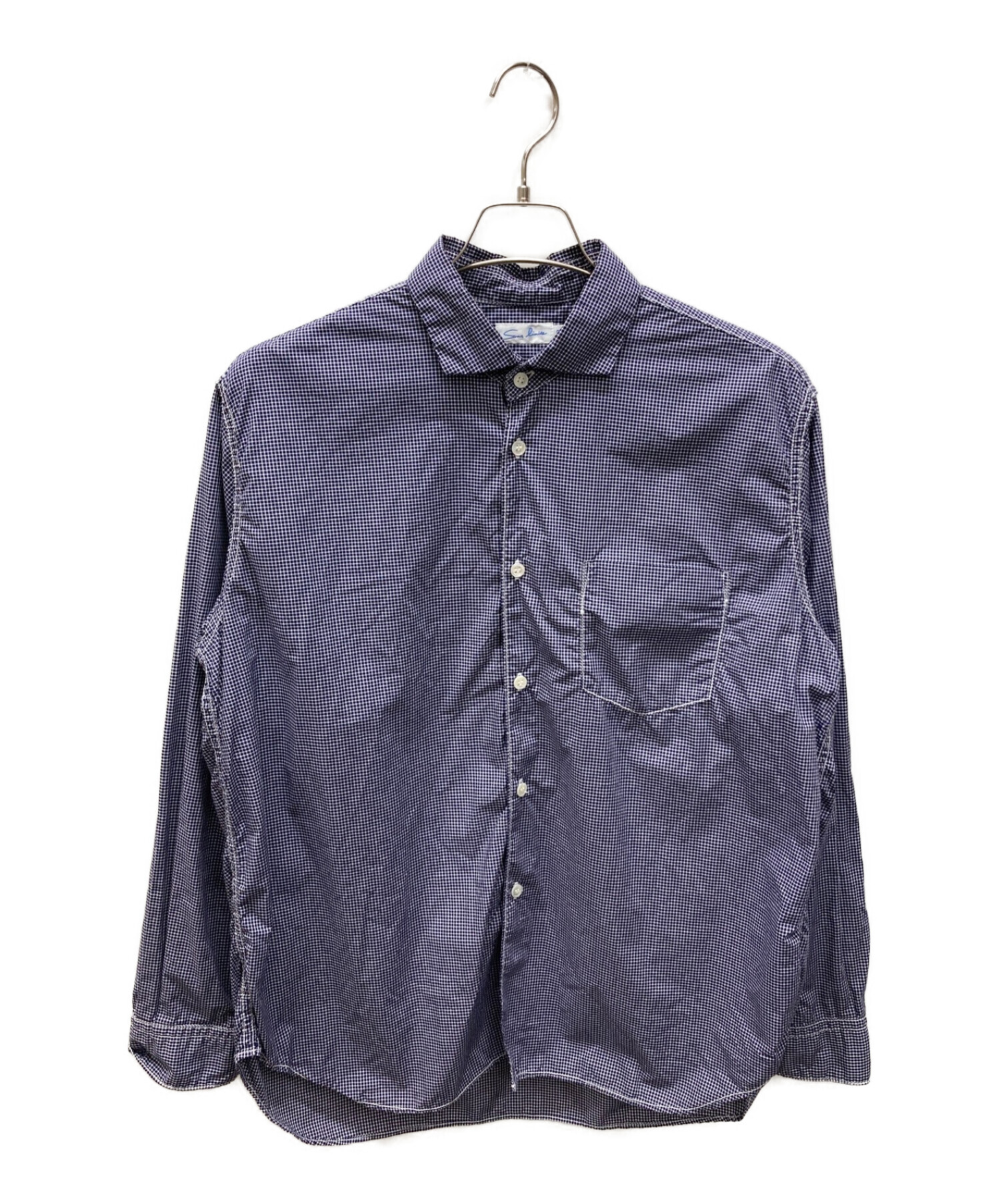 sans limite (サンリミット) 2本針ボックスワイドスプレッド WASHED ネイビー