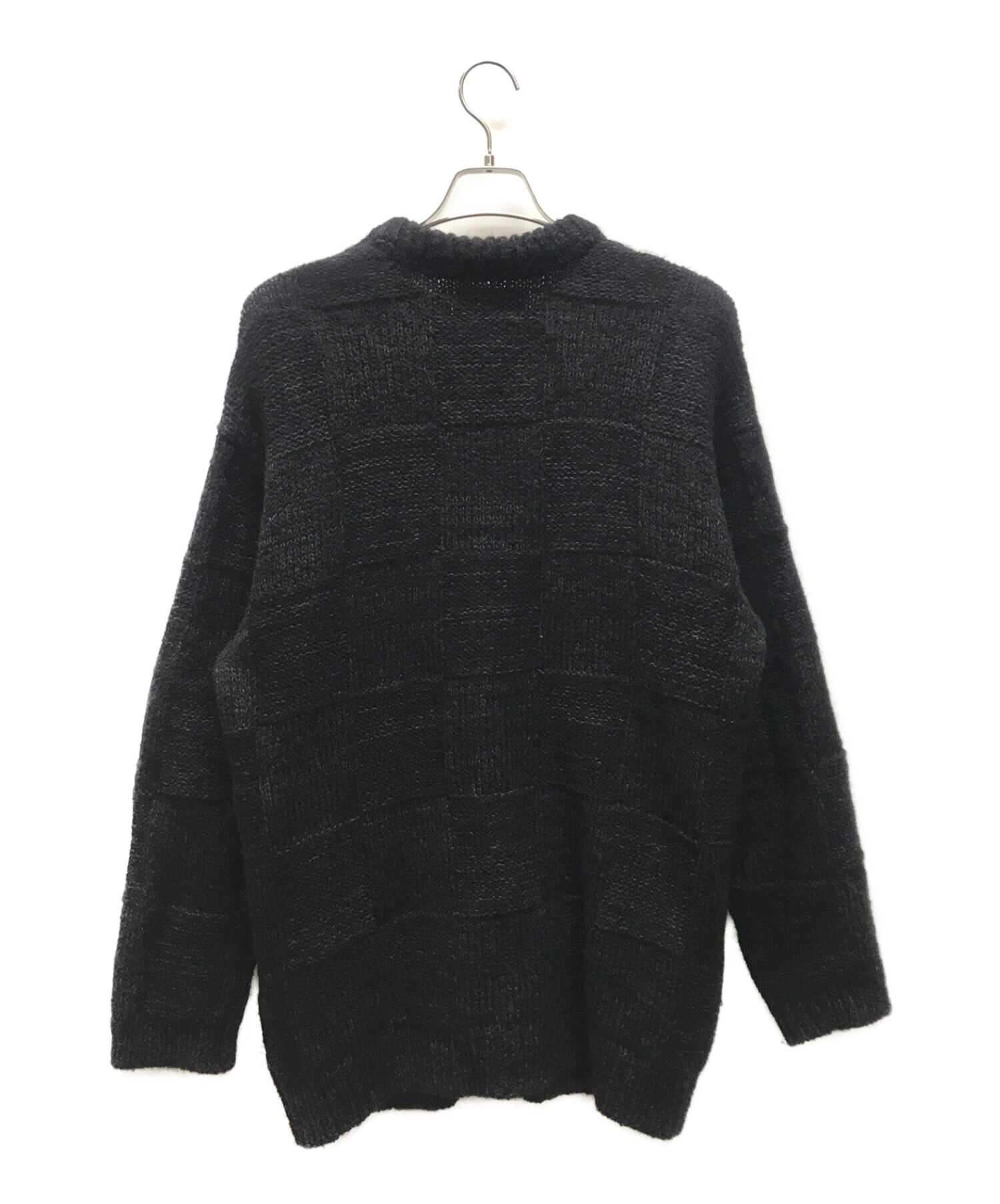 NUMBER (N)INE (ナンバーナイン) WOOL MIX PLAID CREWNECK KNIT CARDIGAN ブラック サイズ:3