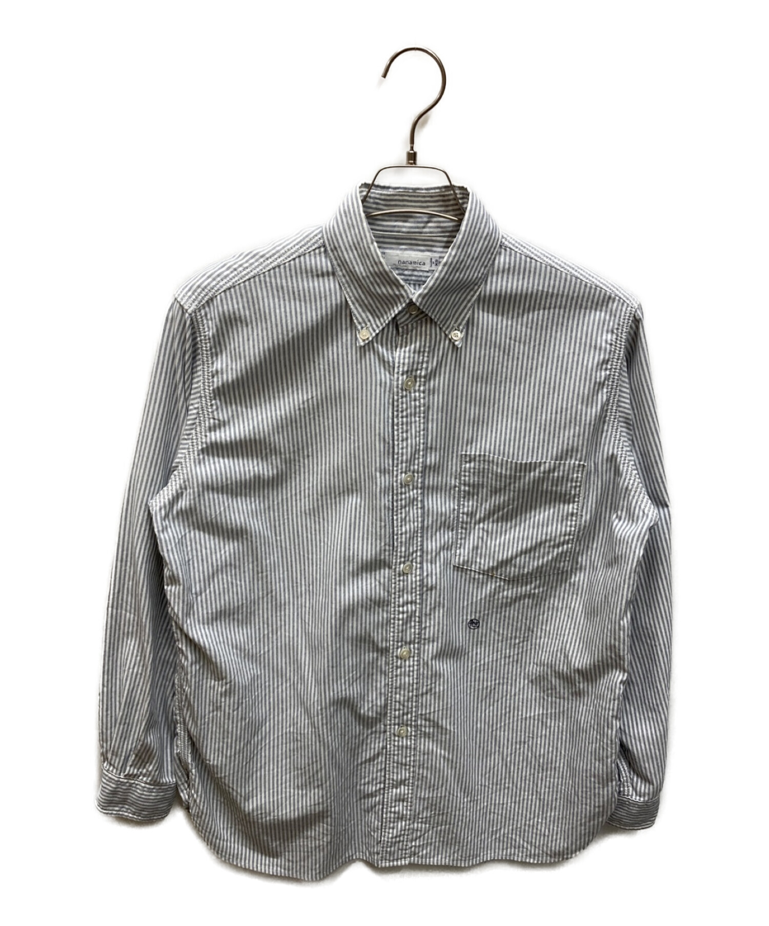 nanamica (ナナミカ) Button Down Stripe Wind Shirt グレー×ホワイト サイズ:XS