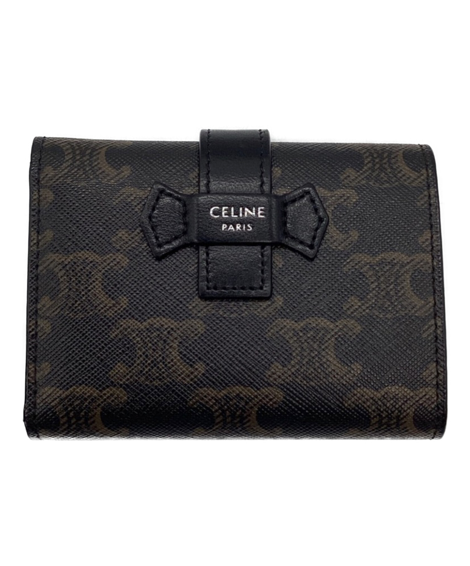 CELINE (セリーヌ) FINE STRAP WALLET ブラック×ブラウン