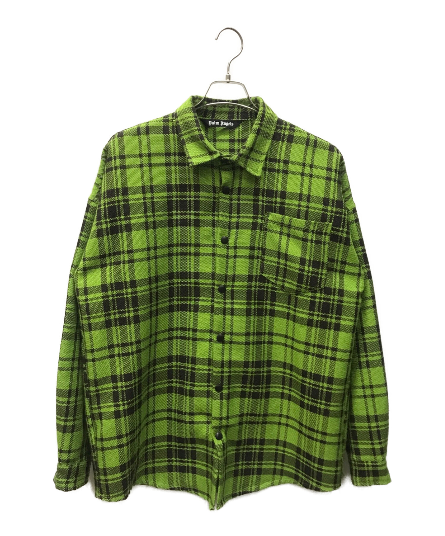 Palm Angels (パーム エンジェルス) チェックシャツジャケット グリーン×ブラック サイズ:L