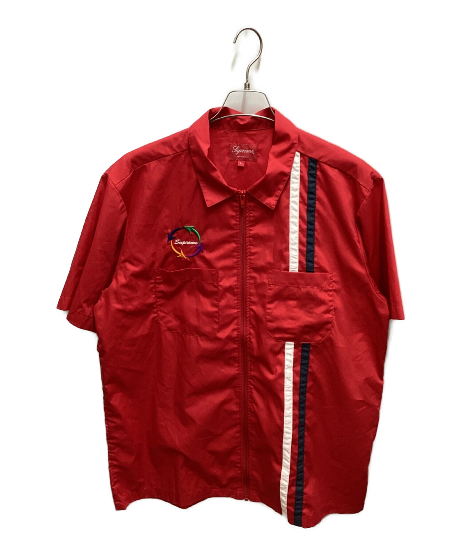 Supreme (シュプリーム) Zip Up S/S Work Shirt レッド サイズ:L