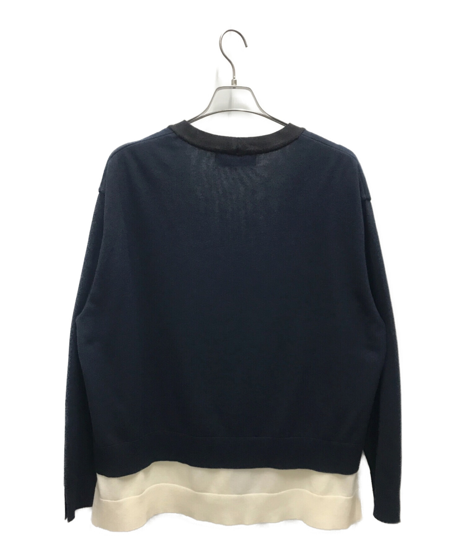 中古・古着通販】CULLNI (クルニ) LAYERED CARDIGAN ネイビー×ホワイト