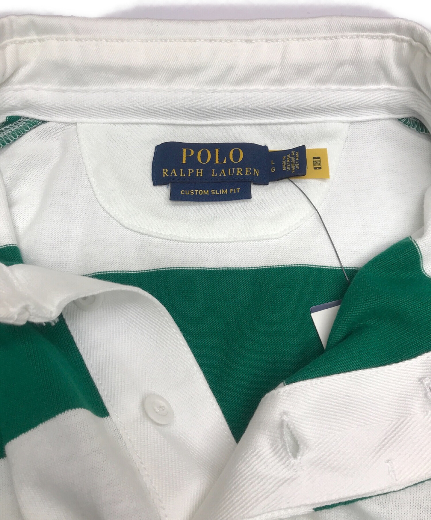 POLO RALPH LAUREN (ポロ・ラルフローレン) カスタム スリム フィット Polo ベア ラグビー シャツ グリーン サイズ:L  未使用品